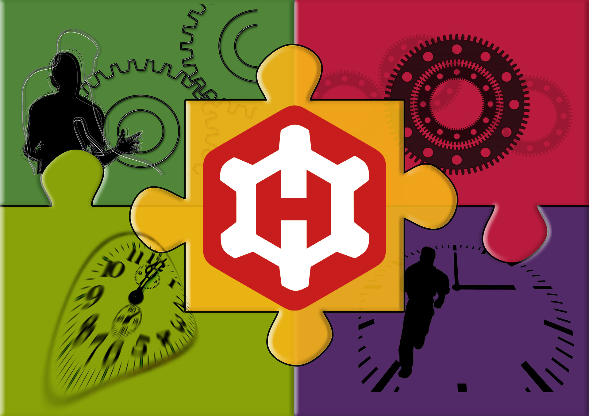 HexDrive key layering guide with puzzle graphic representing keys and mechanical elements