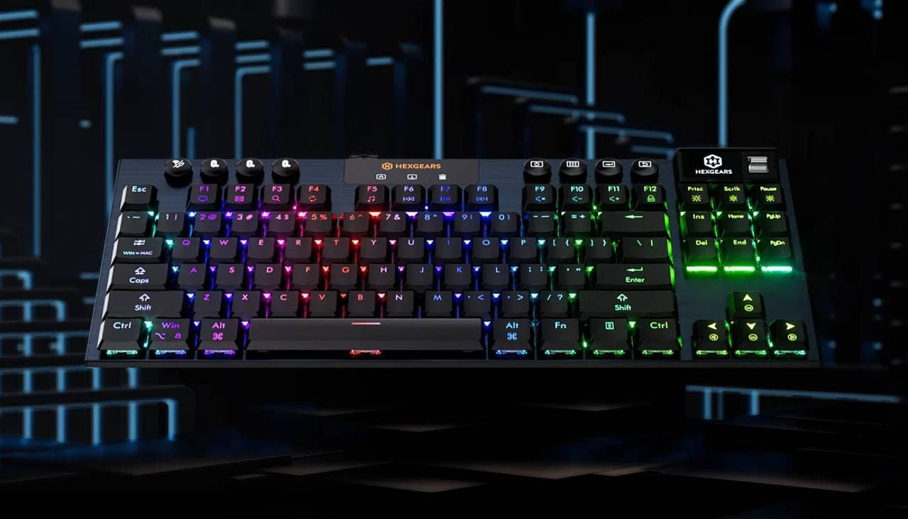 Hexgears Immersion A3 RGB gaming keyboard with vibrant lighting effects for gaming enthusiasts