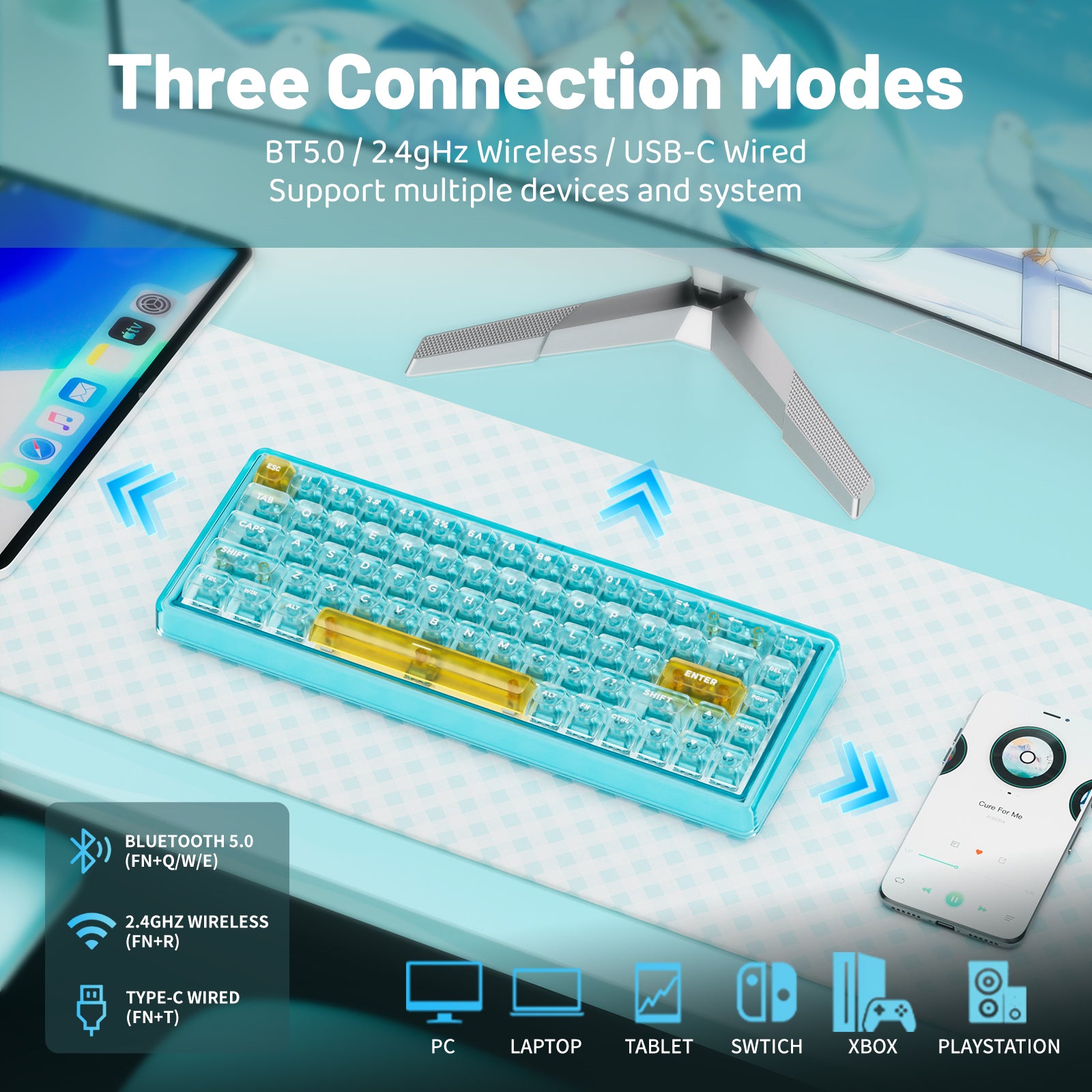 Hexgears X Einperr Base68 Mechanical Keyboard - RGB Backlit - 2.4GHz/USB-C/BT5.0 - DIY Your Own Casing at Home