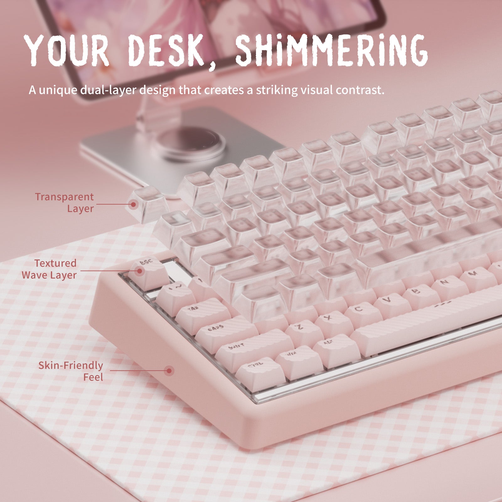 Hexgears X Einperr Base99 Mechanical Keyboard - 99-Key RGB Backlit Hot-Swappable - Elevate Your Setup (Millennial Pink)