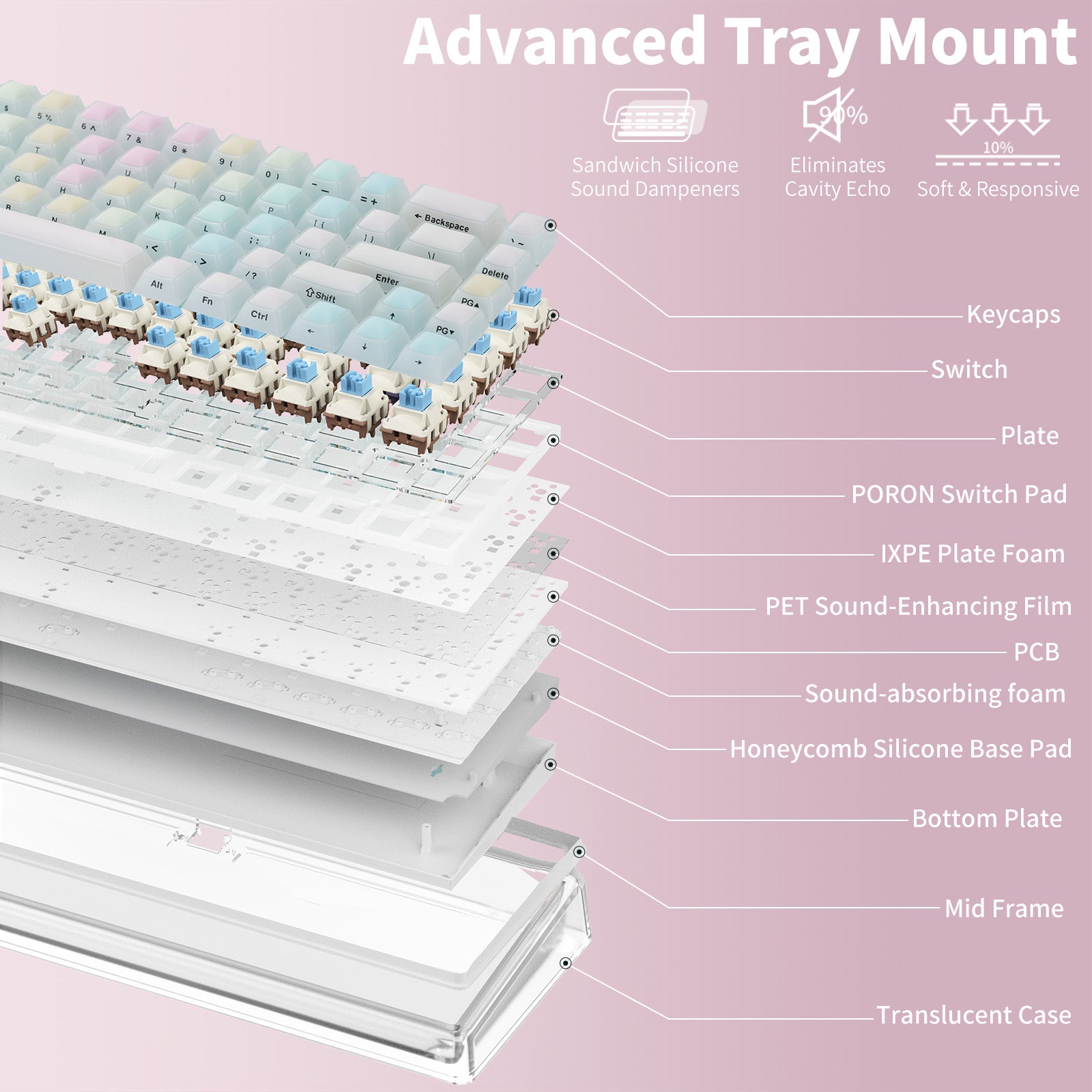 Hexgears X Einperr Base68 Mechanical Keyboard - RGB Backlit - 2.4GHz/USB-C/BT5.0 - DIY Your Own Casing at Home