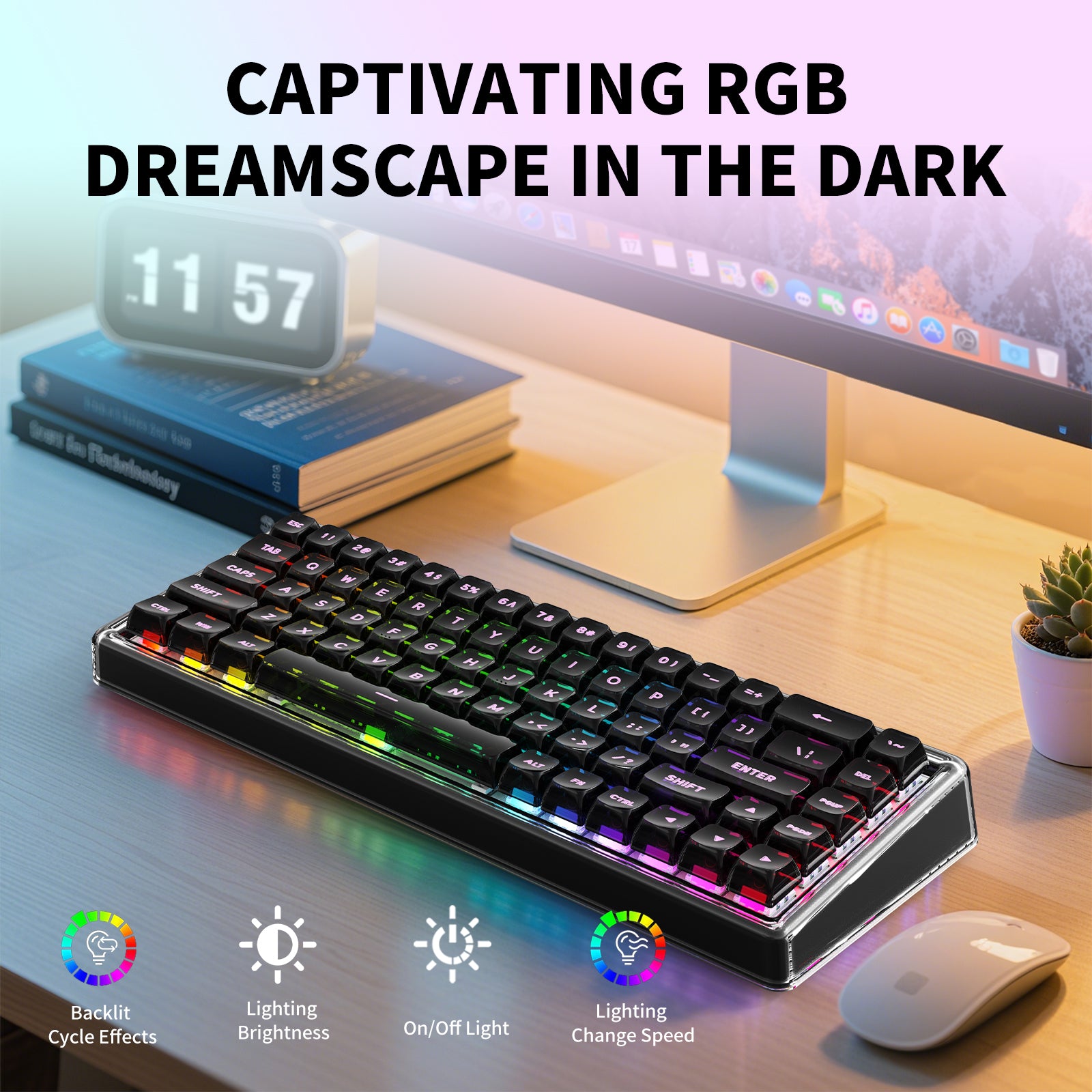 Hexgears X Einperr Base68 Mechanical Keyboard - RGB Backlit - 2.4GHz/USB-C/BT5.0 - DIY Your Own Casing at Home