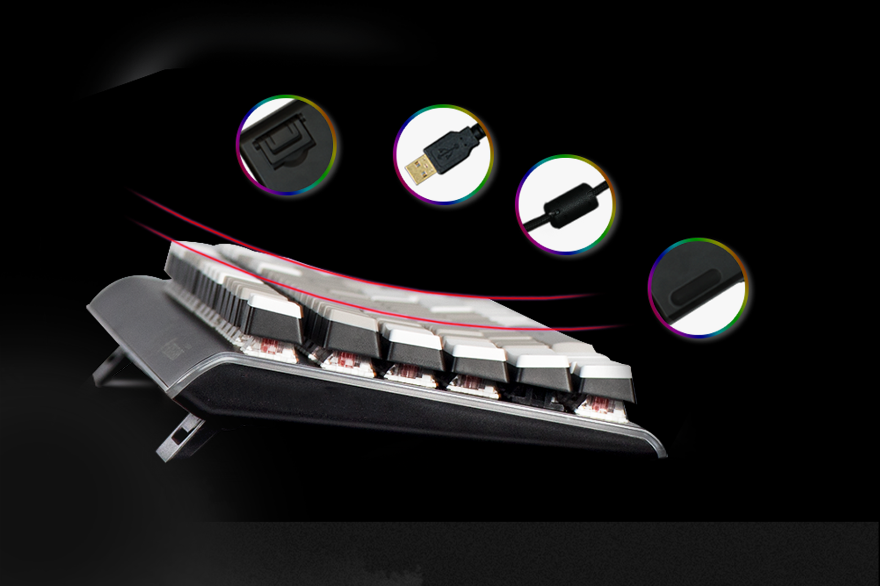 DeathStrike GK735 Redstone Wired Mechanical Gaming Keyboard Floating Keycaps