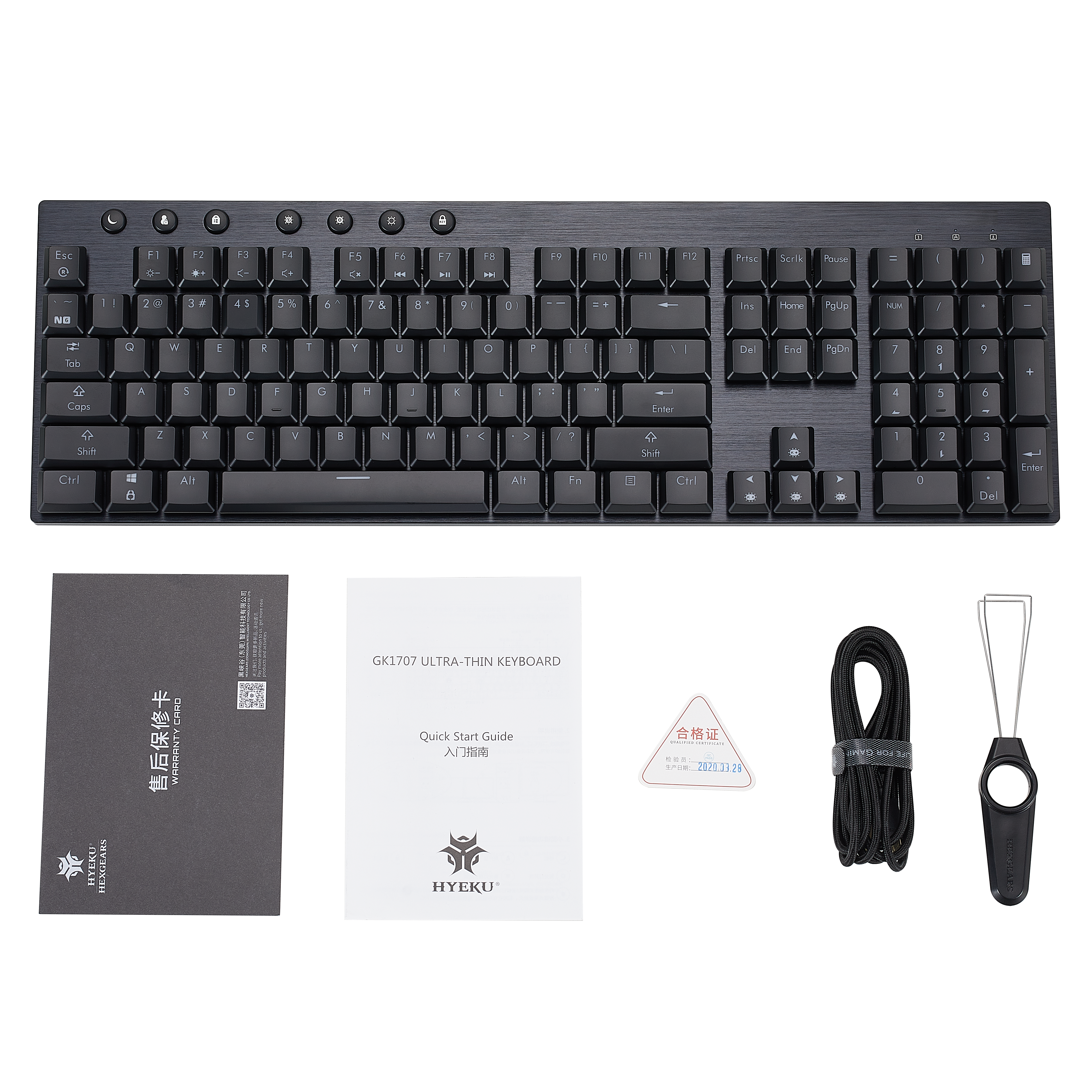 Hexgears GK1707 Mechanical Keyboard - 108 Keys Low Profile Gaming Keyboard - RGB Backlit - Clicky
