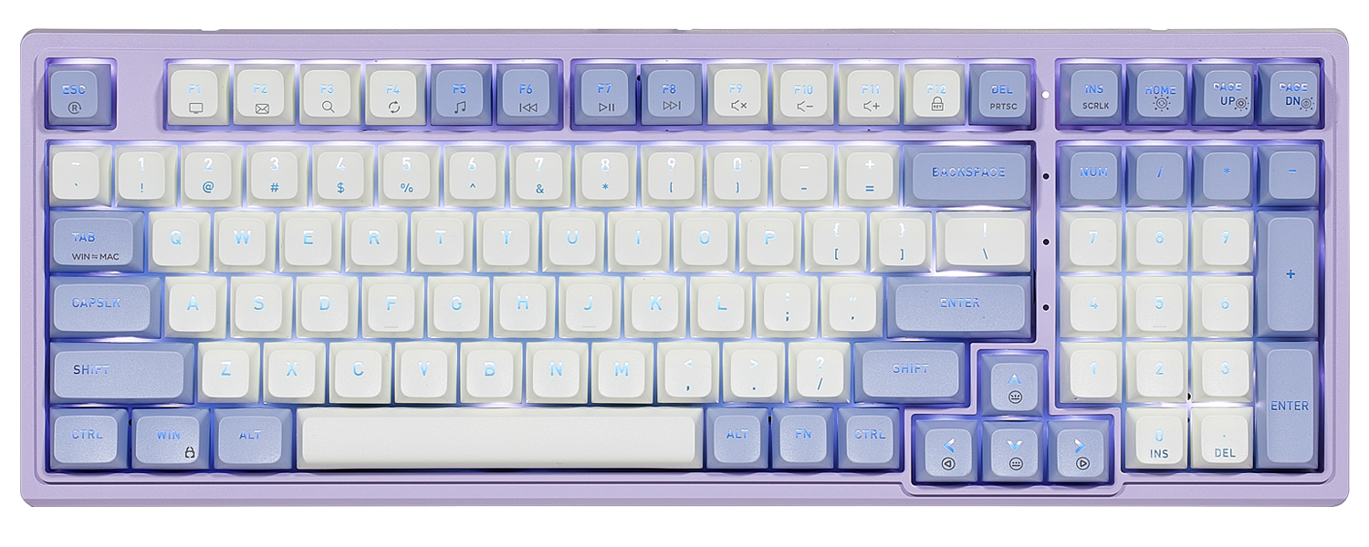 Purple Rain M4 Wired 99-Key Creamy Thock 96% Keyboard Hot Spots