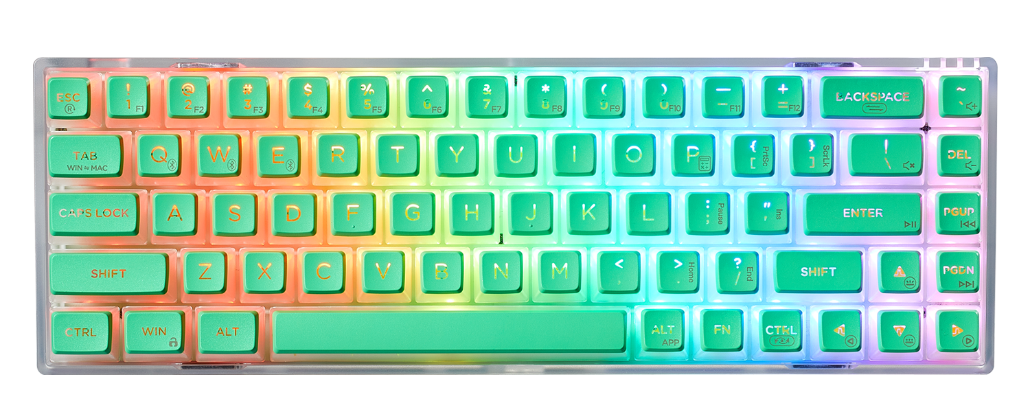 Soda Green Tactile 65% (68-Key) Transparent RGB Mechanical Keyboard Hot Spots