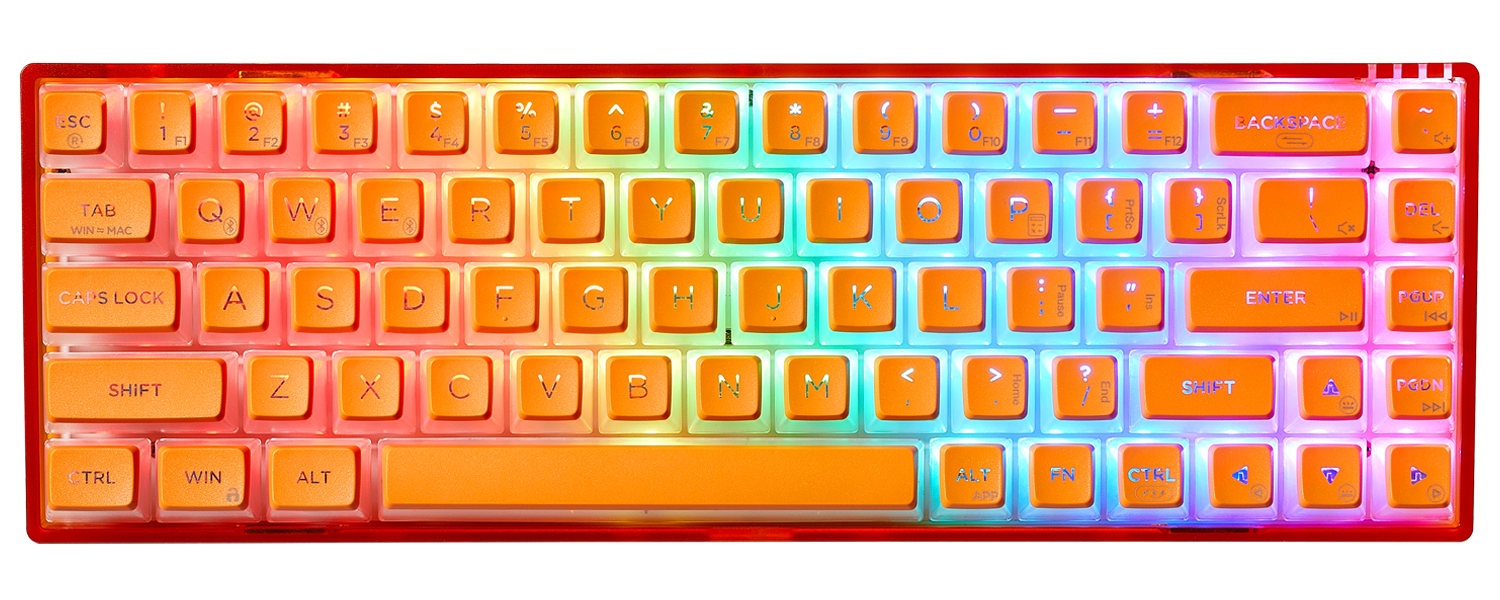 Soda Orange 65% (68-Key) Transparent RGB Mechanical Clicky Keyboard Hot Spots