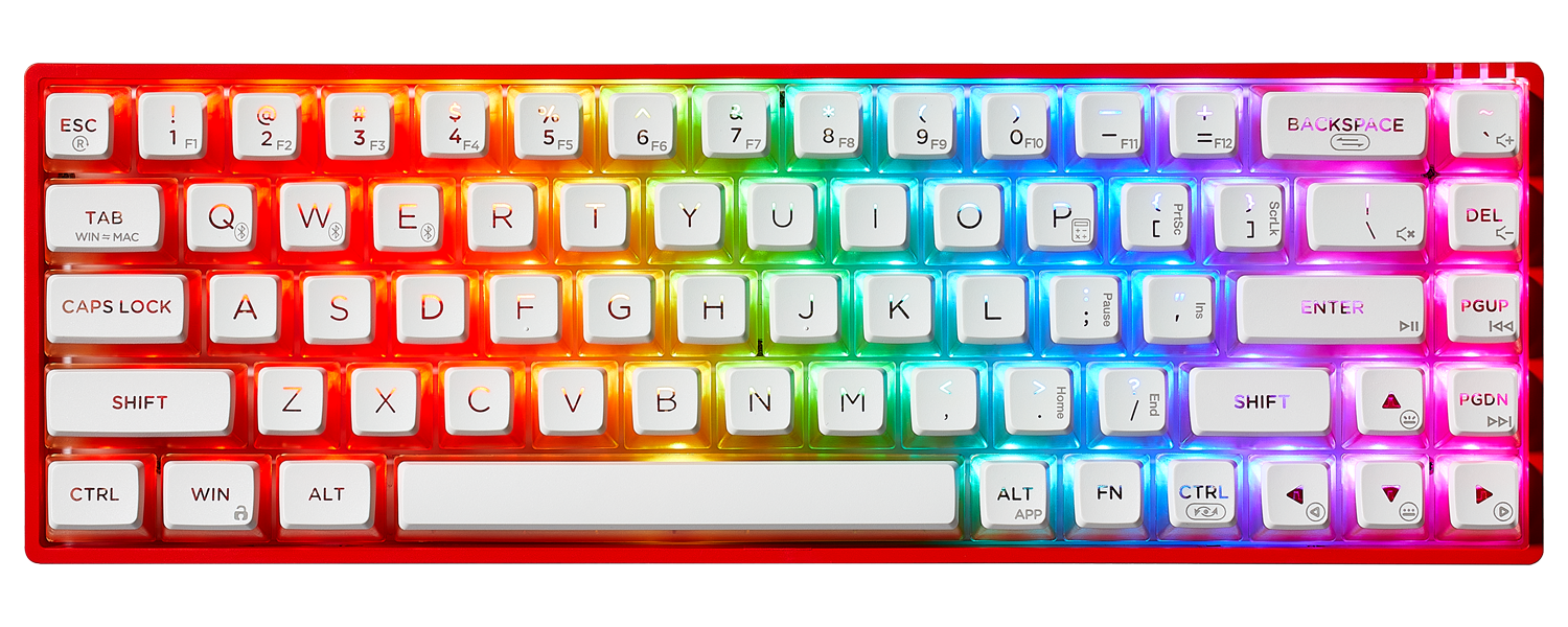 Soda Red 65% (68-Key) Transparent RGB Wireless Linear Keyboard Hot Spots