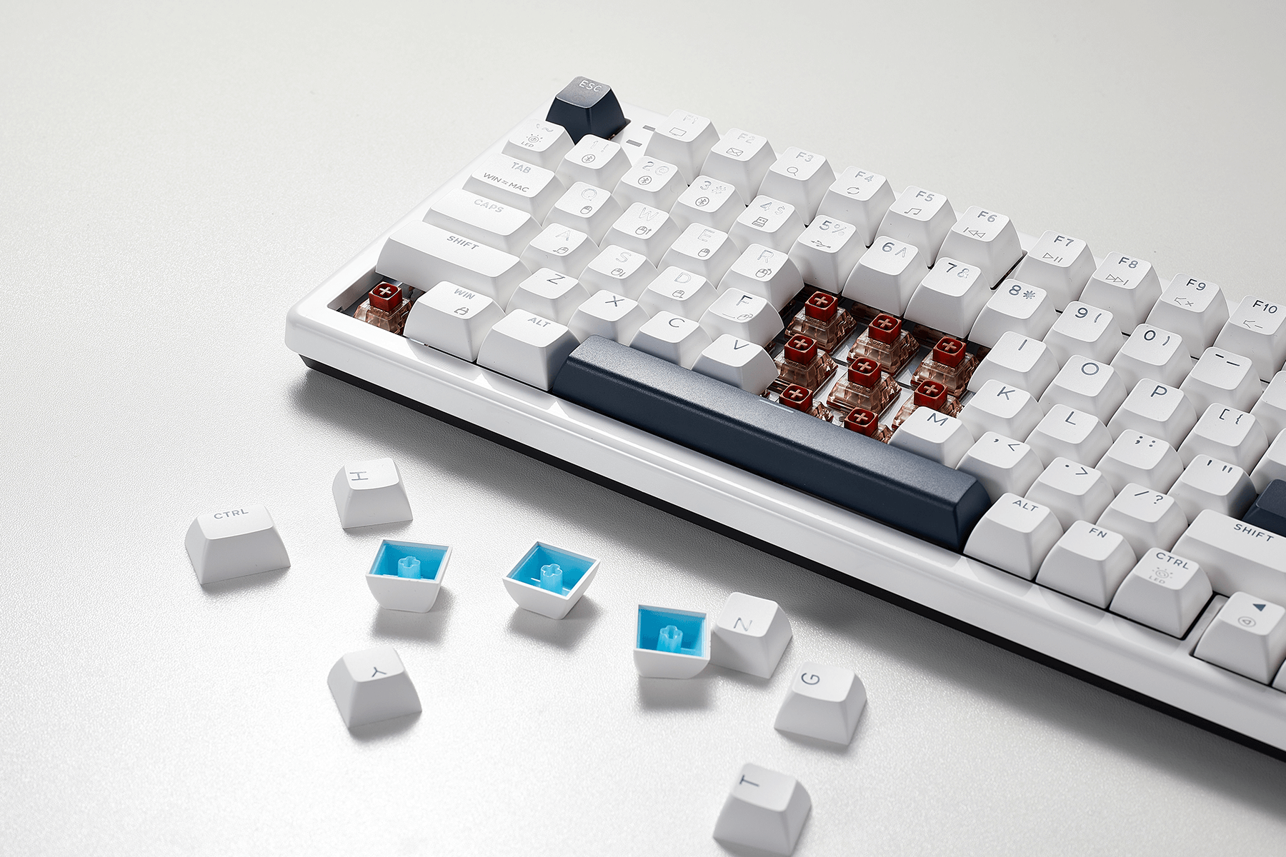 WarpSpeed_E2_Pro_White_Wireless_Gaming_Mechanical_Keyboard_Double_Shot_Keycaps