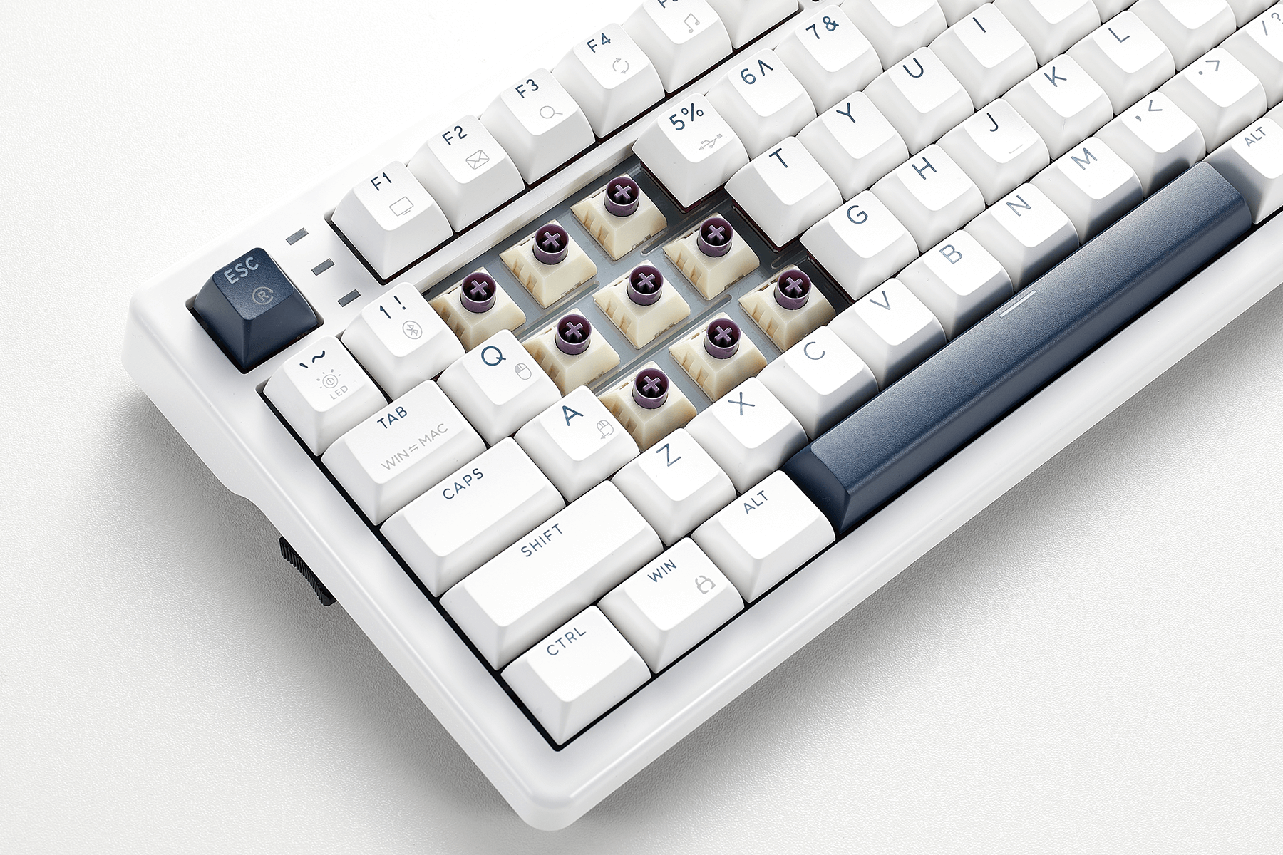WarpSpeed_E2_Pro_White_Wireless_Gaming_Mechanical_Keyboard_Kailh_Box_Switches