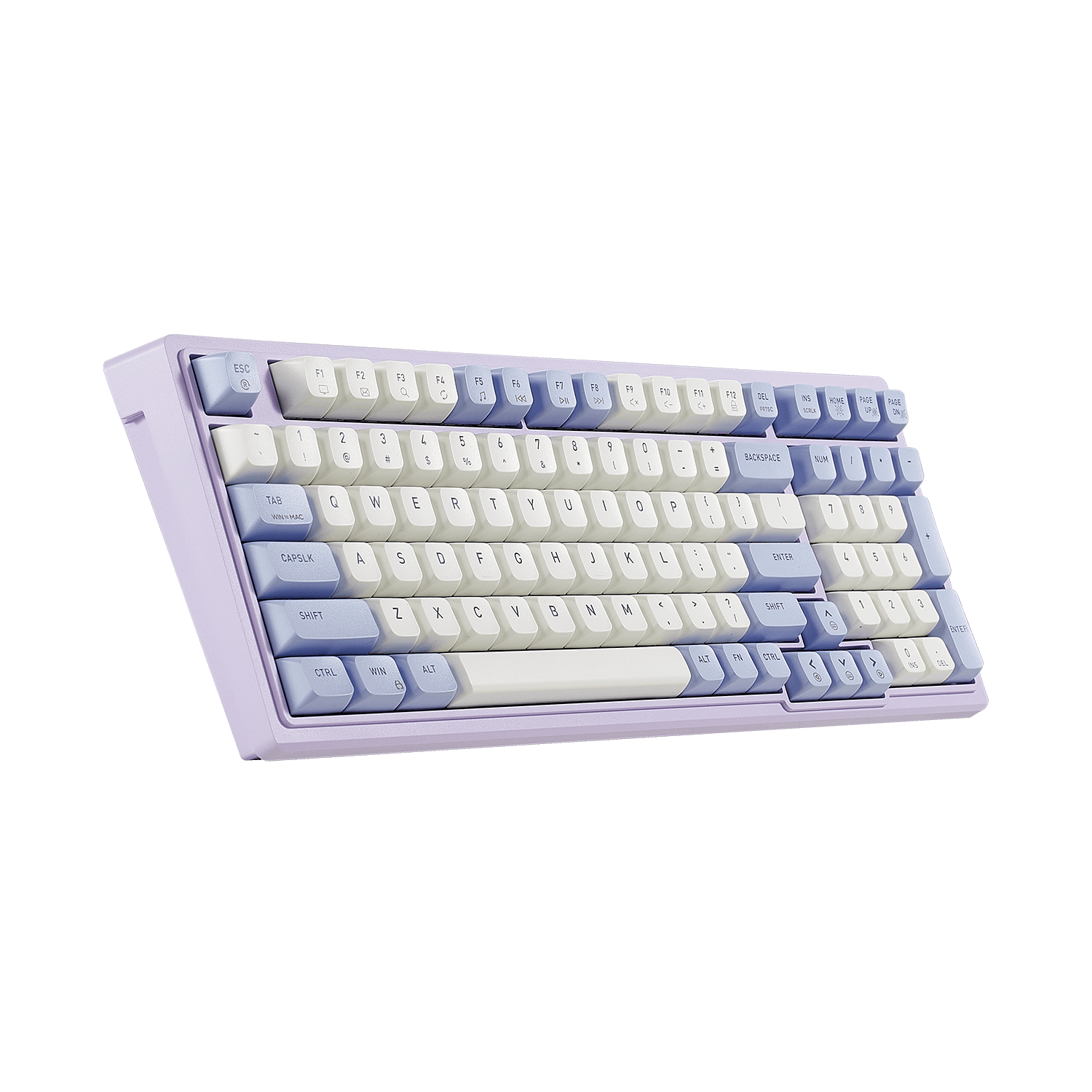 Hexgears creamy mechanical keyboard M4 with pastel purple and white keycaps for a stylish gaming setup