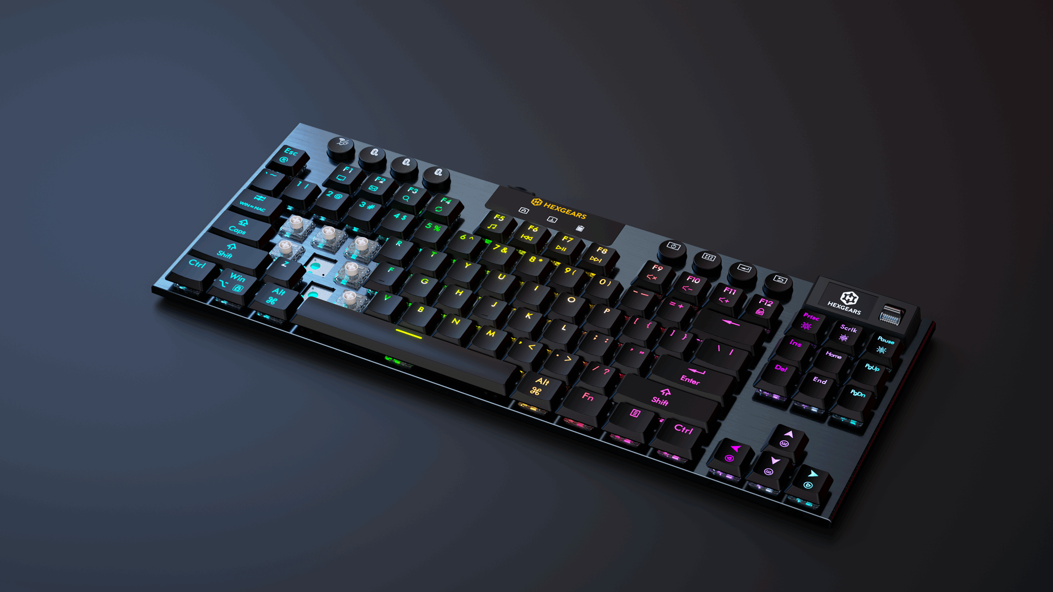 Hexgears low-profile TKL keyboard with customizable RGB backlighting and mechanical switches