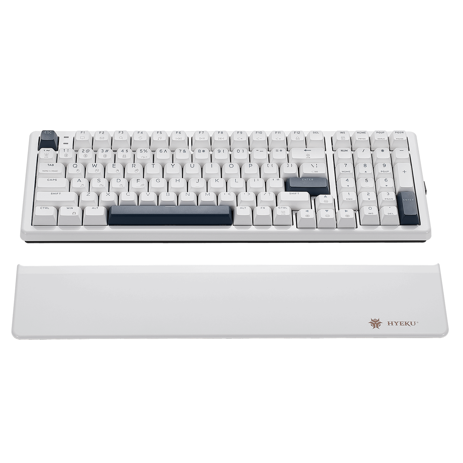 Hexgears E4 Pro 99-Key RGB Wireless Mechanical Gaming Keyboard with a sleek white design and comfortable wrist rest