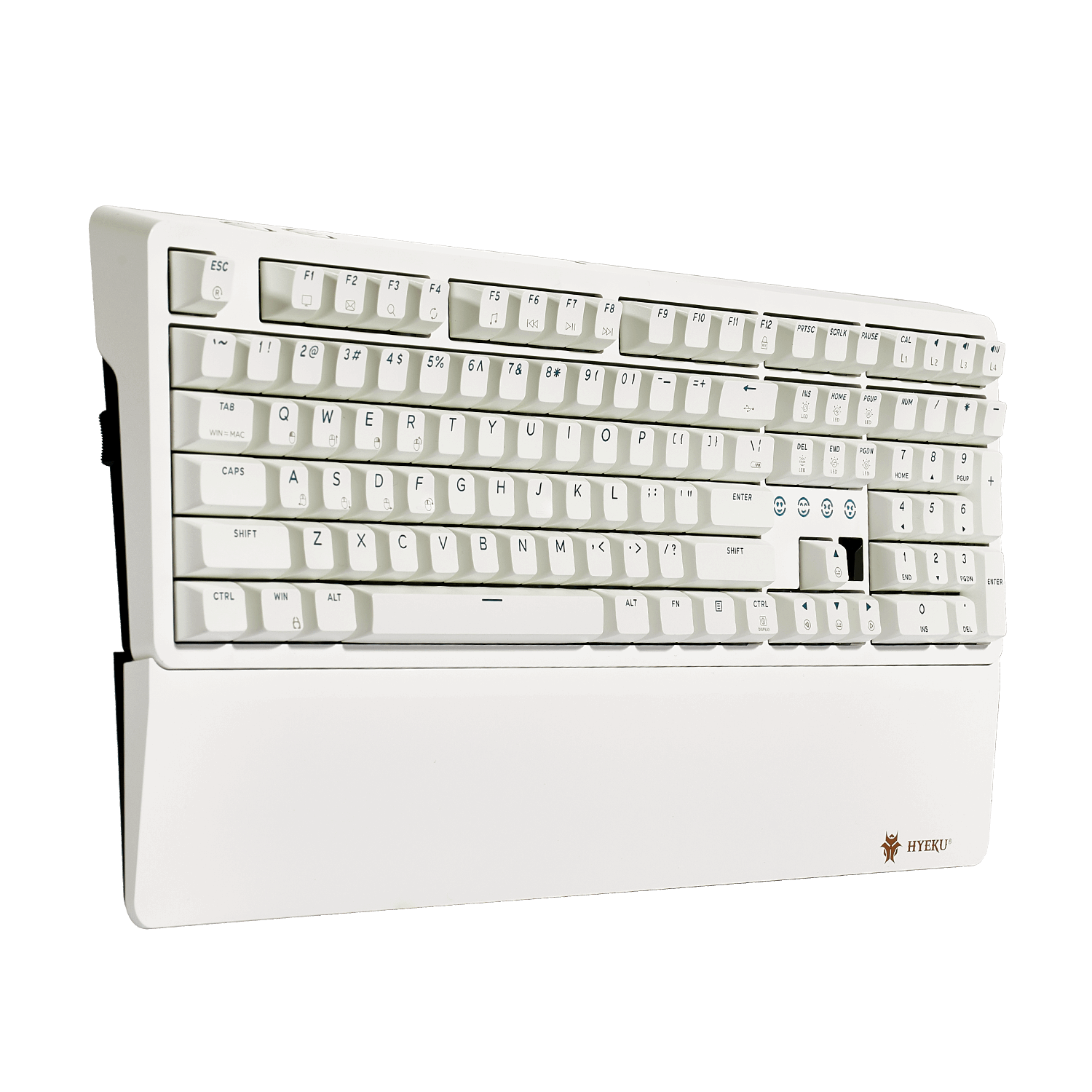 Hexgears Y5 hot-swappable gaming keyboard in white with customizable keys and ergonomic design