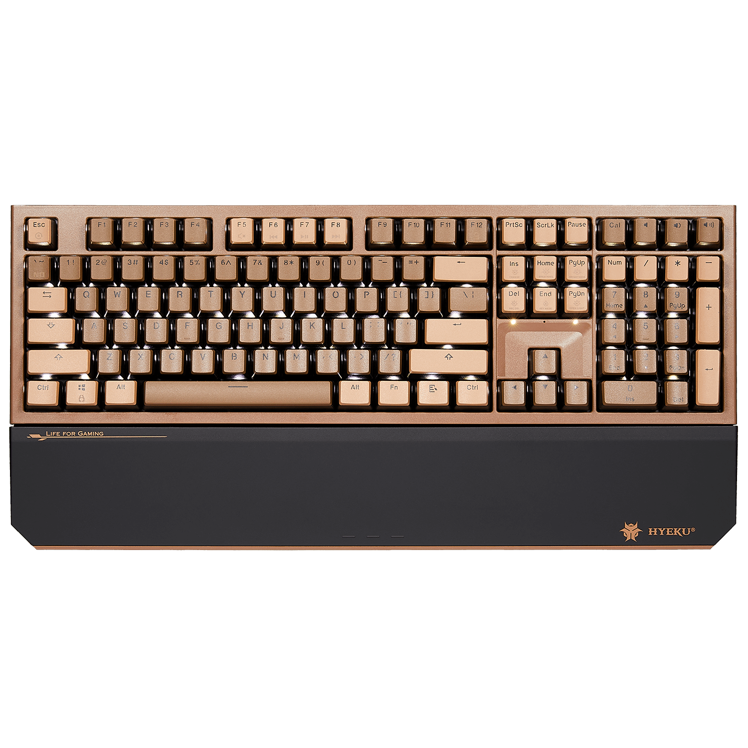 Hexgears PowerBlade X5 108-Key NKRO Wireless Mechanical Keyboard with sleek gold and black design