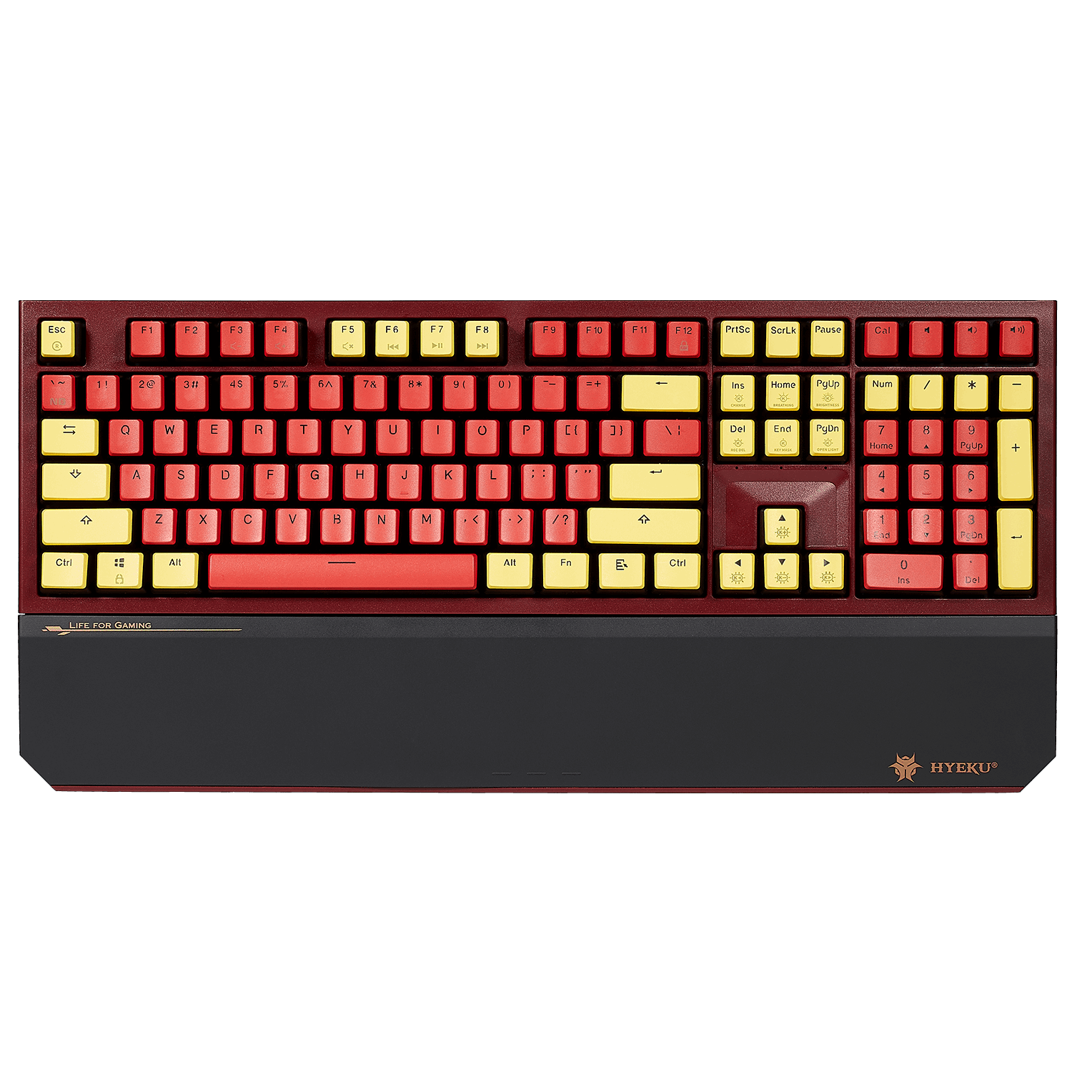 Hexgears PowerBlade X5 108-Key NKRO Wireless Mechanical Keyboard with vibrant red and yellow keys