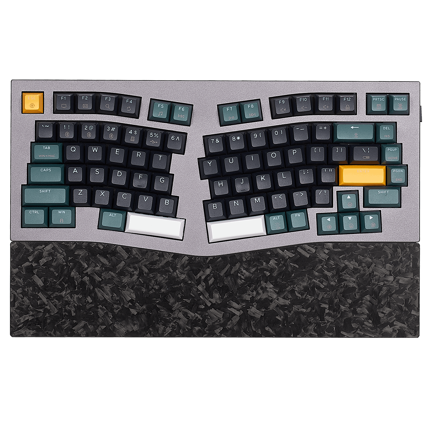 Monarch F2 Ergonomic Mechanical Keyboard Alice Layout, TKL, 83-Key, Tri-Mode, RGB-Dark Green & Gray
