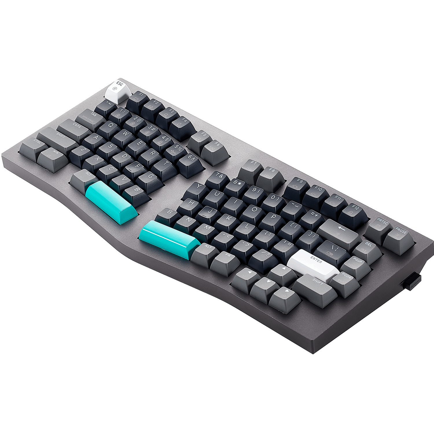 Monarch F2 Ergonomic Mechanical Keyboard Alice Layout- Silver & Cyan Without Wrist Rest