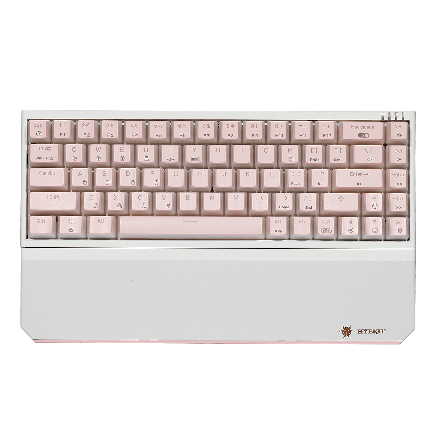 Hexgears PowerBlade X1 Pro keyboard in pink and white with compact layout and stylish design