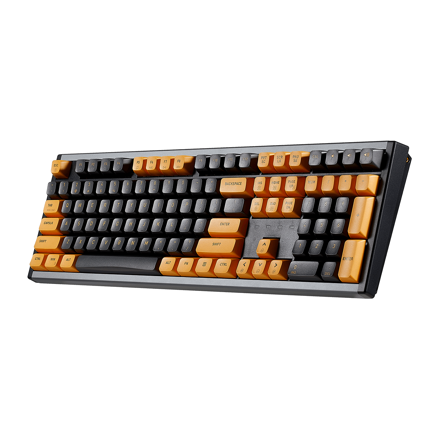 Hexgears ShadowKey I5 mechanical keyboard with orange and black keycaps for a stylish gaming setup