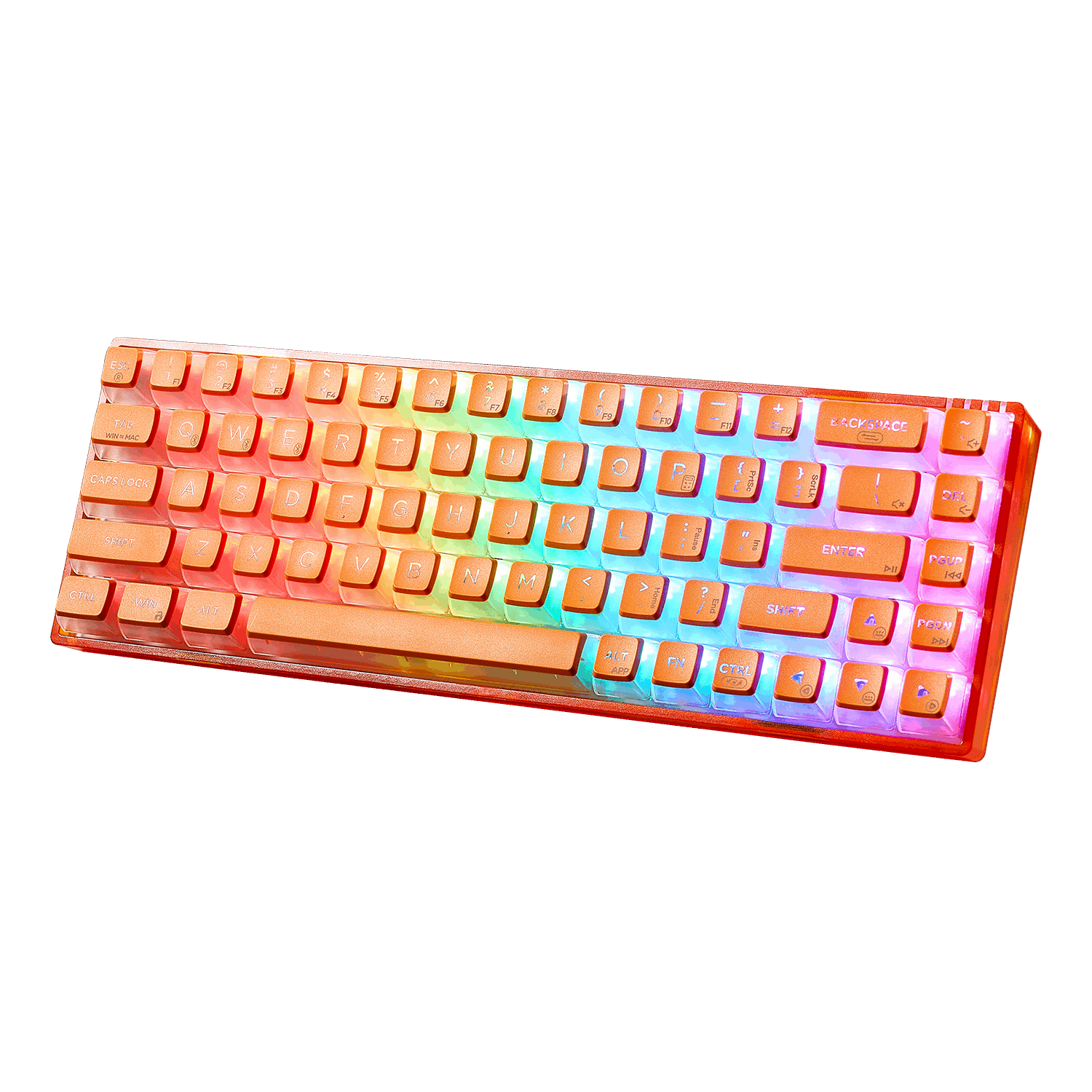 Hexgears Soda orange 68 Key mechanical keyboard with RGB backlighting for vibrant gaming experience