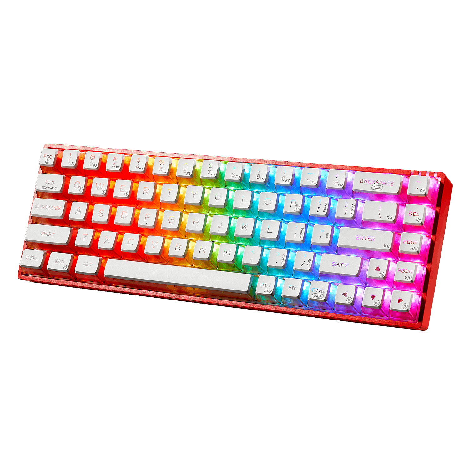 Hexgears wireless 65% gaming keyboard Soda Red with vibrant RGB backlighting and compact design