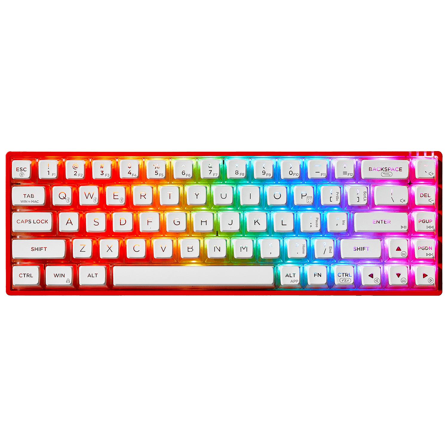 Soda Red 68 Key mechanical keyboard with RGB backlighting and compact design for gamers