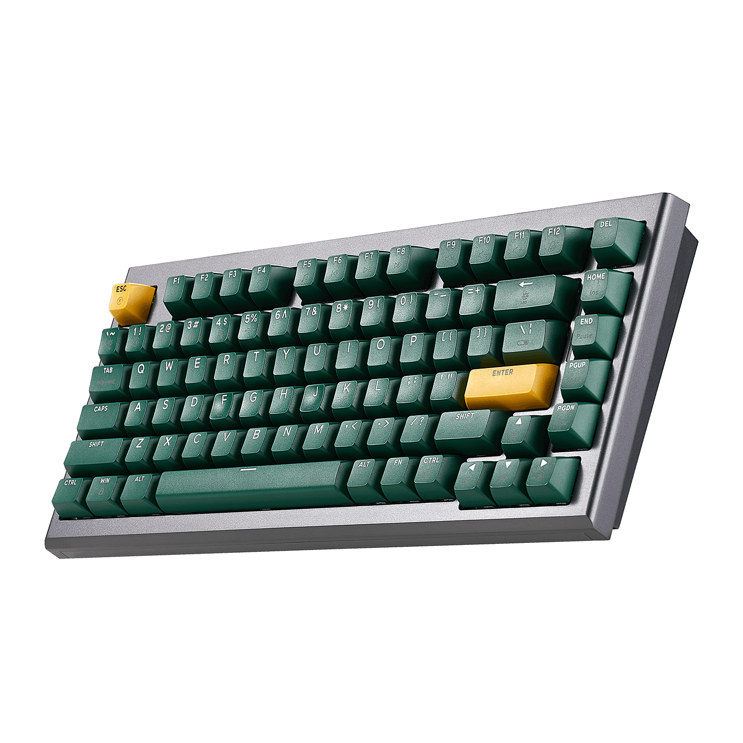 Hexgears Synergy Z2 wireless mechanical keyboard with green keycaps and silver frame for gaming and productivity