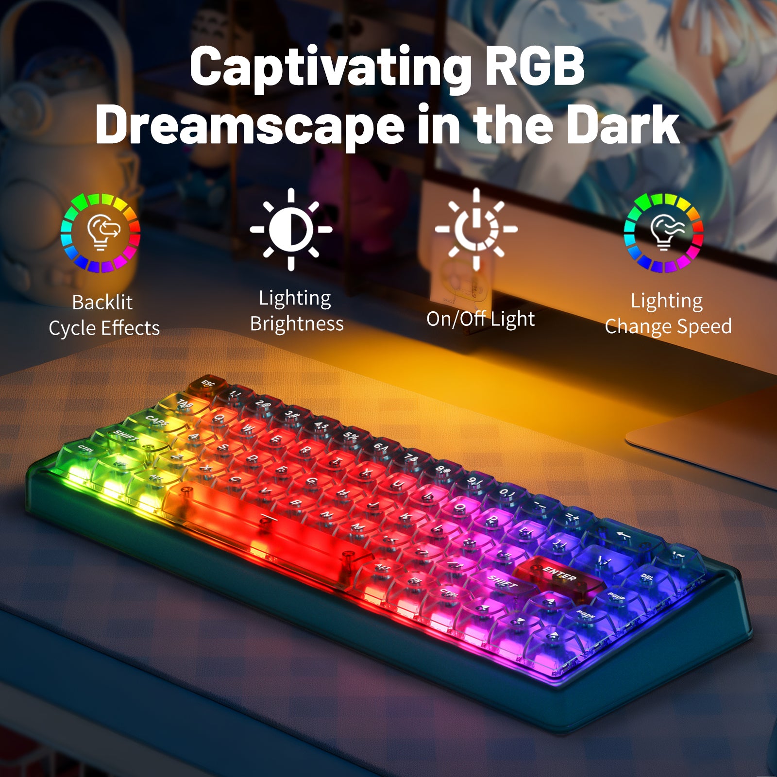 Hexgears X Einperr Base68 Mechanical Keyboard - RGB Backlit - 2.4GHz/USB-C/BT5.0 - DIY Your Own Casing at Home