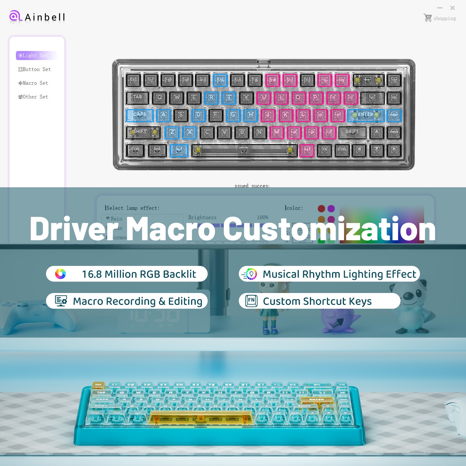 Hexgears X Einperr Base68 Mechanical Keyboard - RGB Backlit - 2.4GHz/USB-C/BT5.0 - DIY Your Own Casing at Home