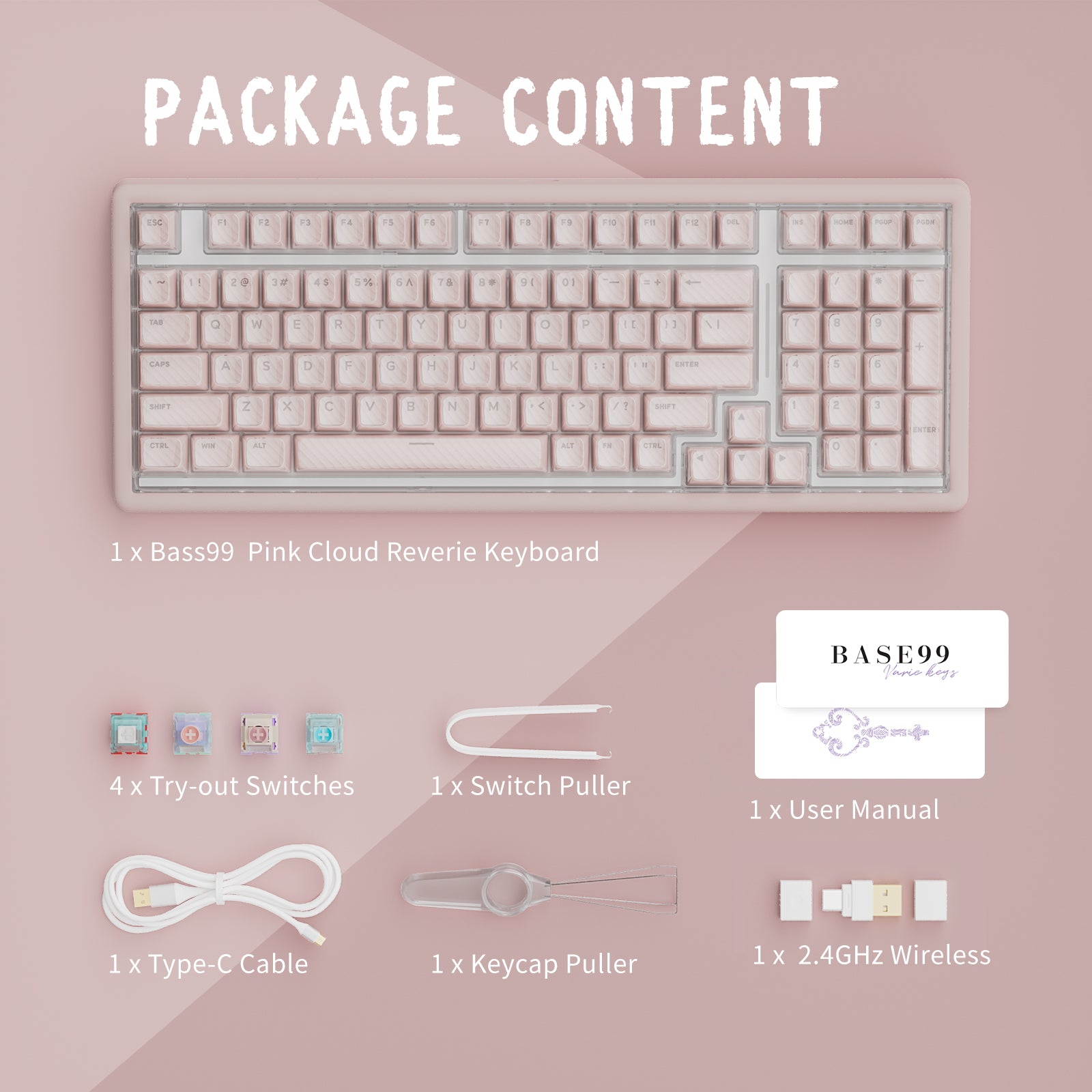 Hexgears X Einperr Base99 Mechanical Keyboard - 99-Key RGB Backlit Hot-Swappable - Elevate Your Setup