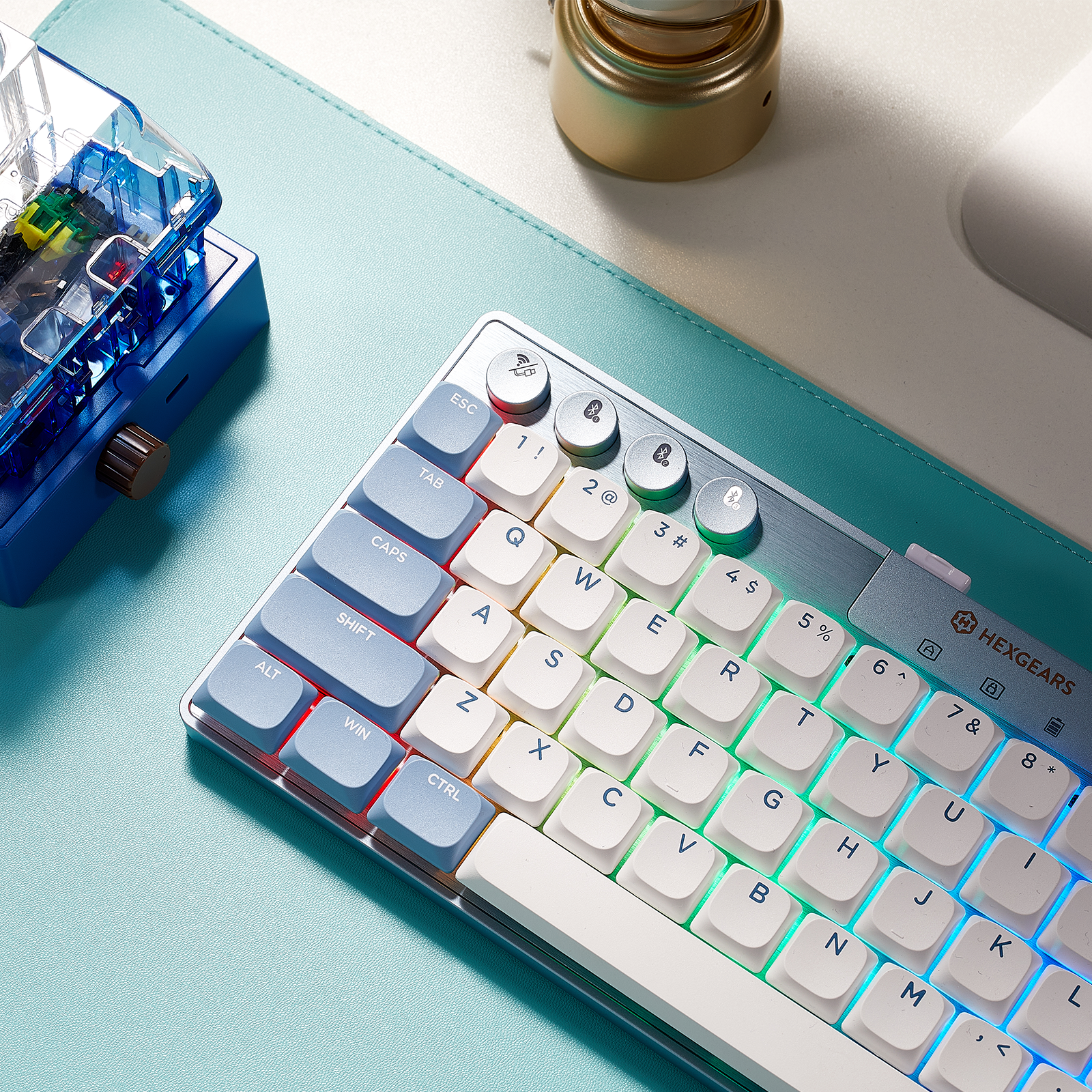 Hexgears Immersion A1 63 Keys Ultra-Slim Low-Profile Mechanical, 2.4G Wireless/Bluetooth/USB Wired Mechanical Keyboard with RGB Backlit Compatible