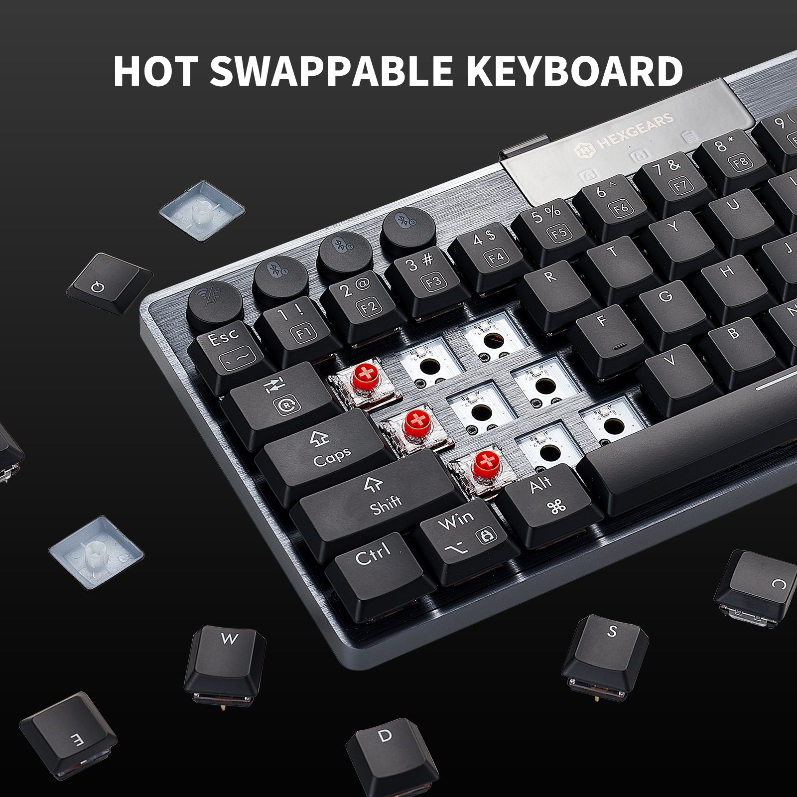Hexgears Immersion A1 63 Keys Ultra-Slim Low-Profile Mechanical, 2.4G Wireless/Bluetooth/USB Wired Mechanical Keyboard with RGB Backlit Compatible