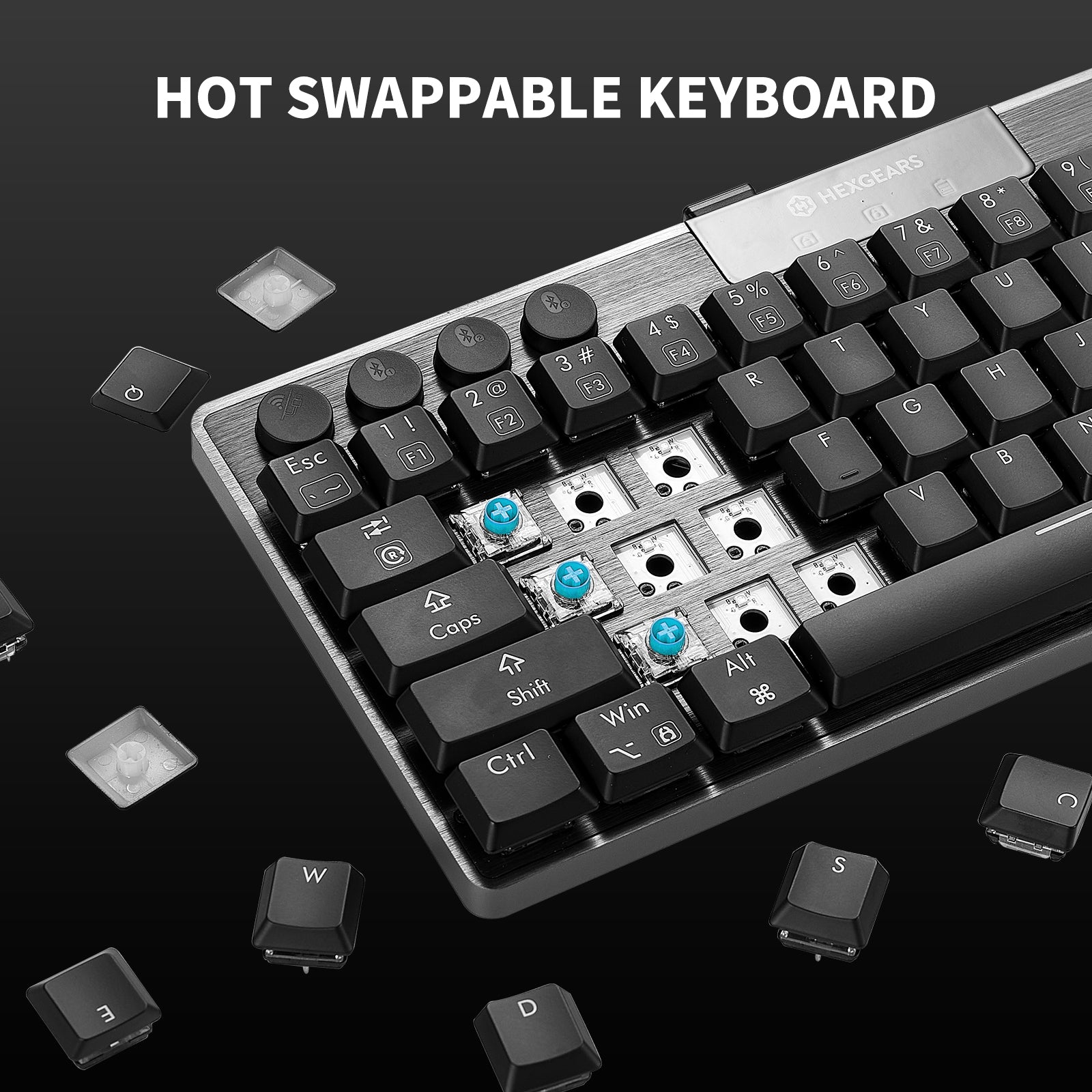 Hexgears Immersion A1 63 Keys Ultra-Slim Low-Profile Mechanical, 2.4G Wireless/Bluetooth/USB Wired Mechanical Keyboard with RGB Backlit Compatible