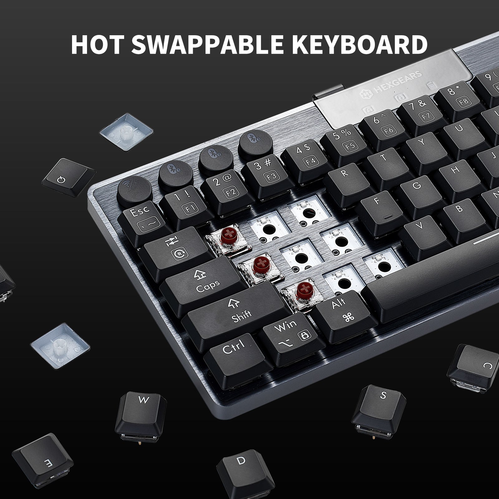 Hexgears Immersion A1 63 Keys Ultra-Slim Low-Profile Mechanical, 2.4G Wireless/Bluetooth/USB Wired Mechanical Keyboard with RGB Backlit Compatible