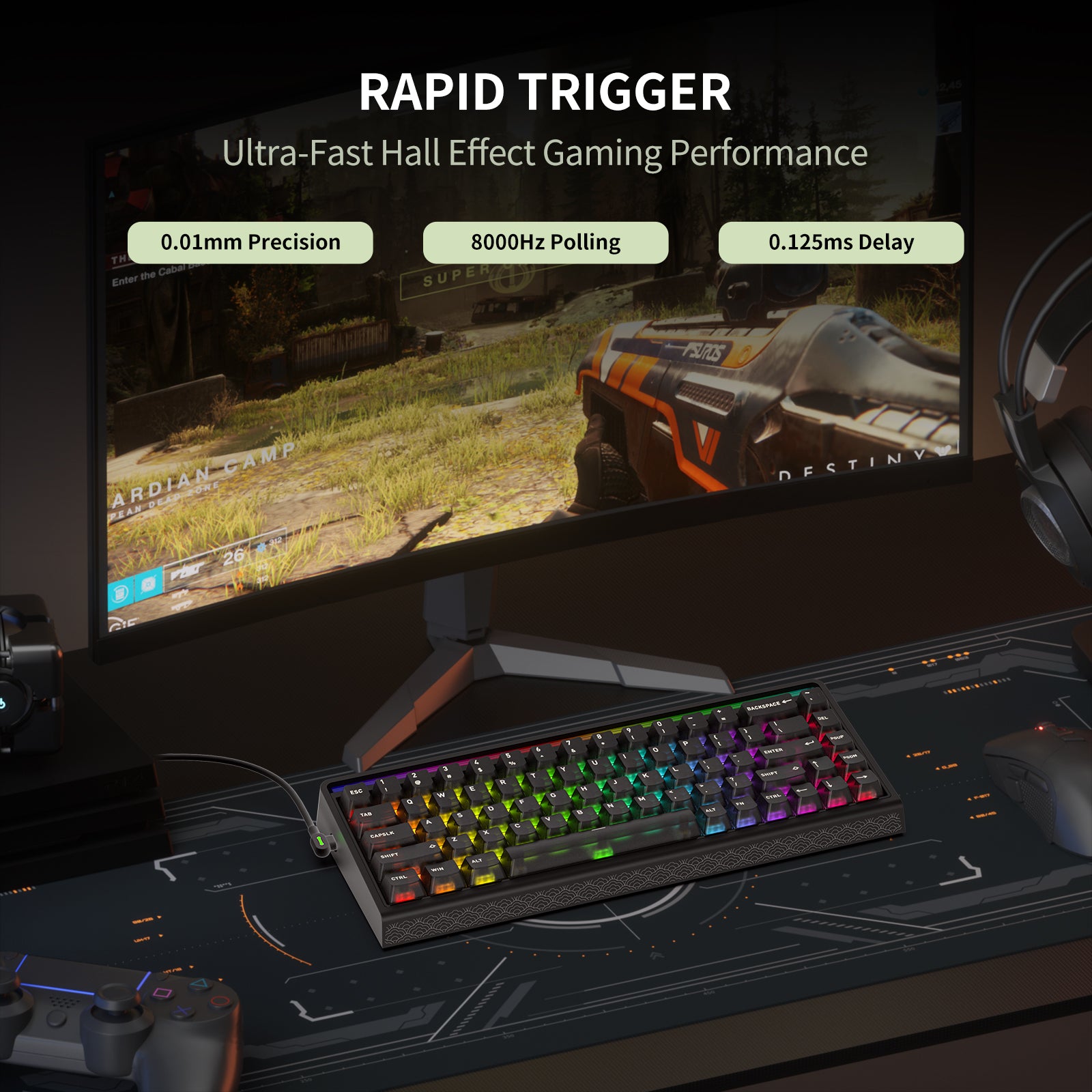 Hexgears MX68 Mechanical Gaming Keyboard With Hall Effect Switches, Removable Frame