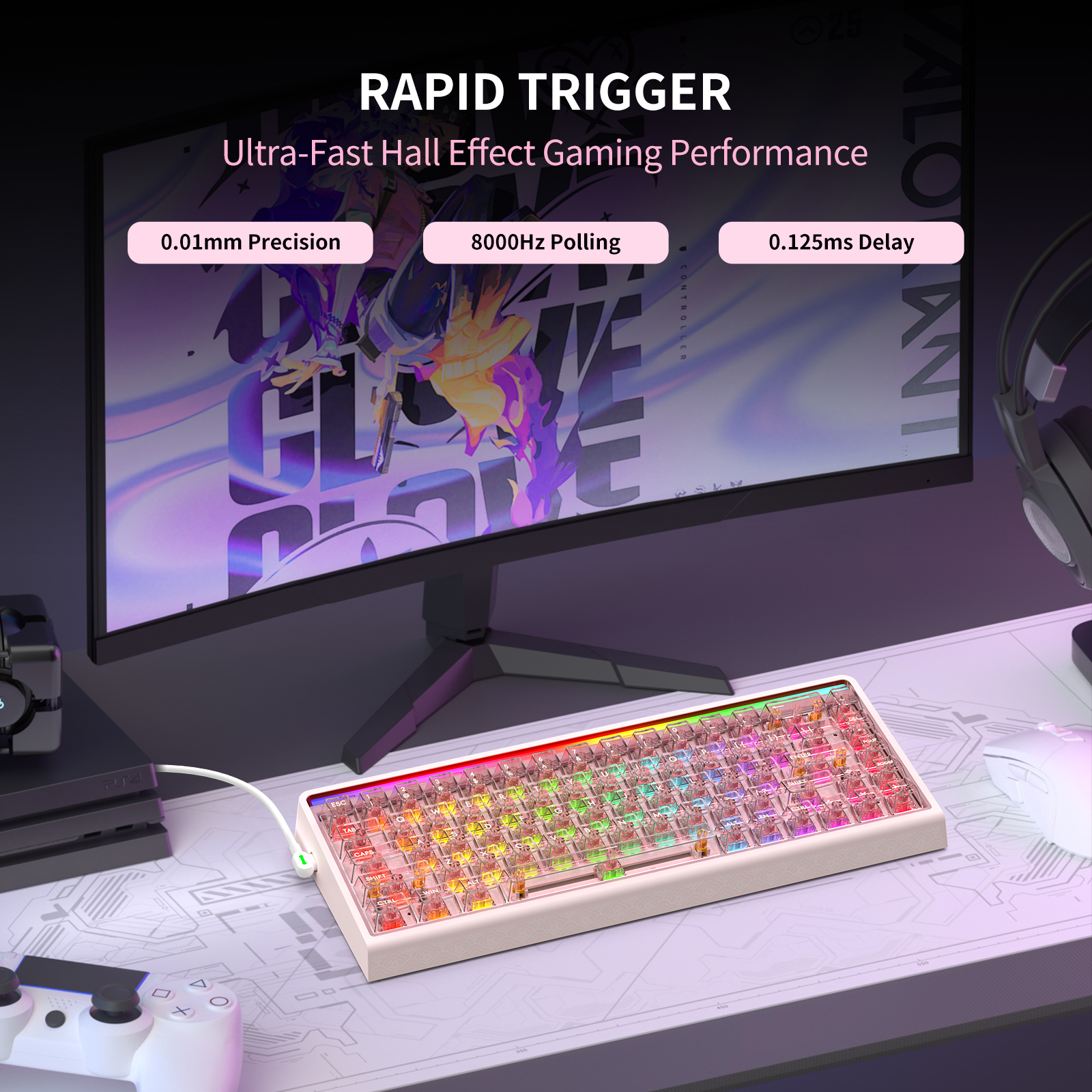 Hexgears MX68 Mechanical Gaming Keyboard With Hall Effect Switches, Removable Frame