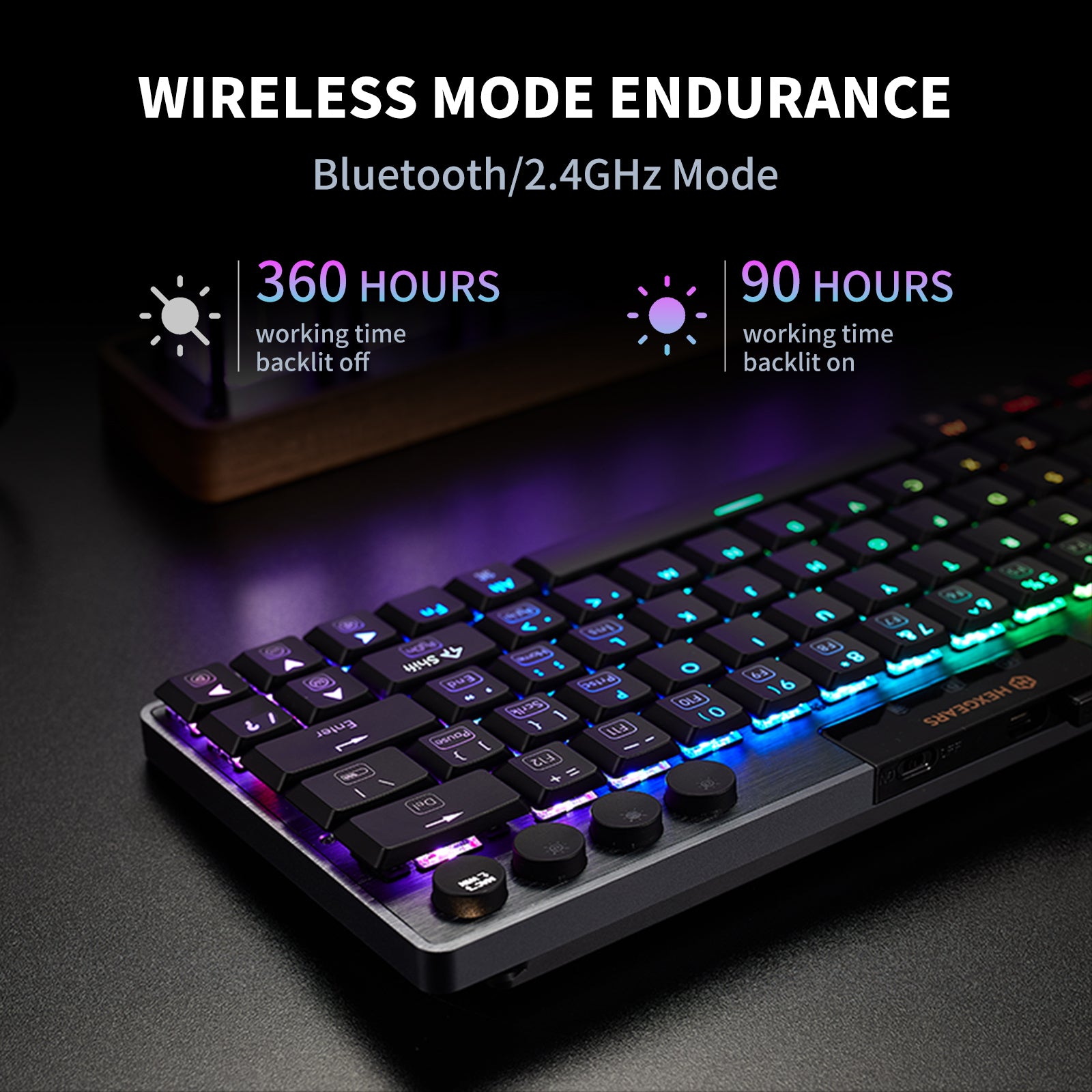 Hexgears Immersion A1 63 Keys Ultra-Slim Low-Profile Mechanical, 2.4G Wireless/Bluetooth/USB Wired Mechanical Keyboard with RGB Backlit Compatible