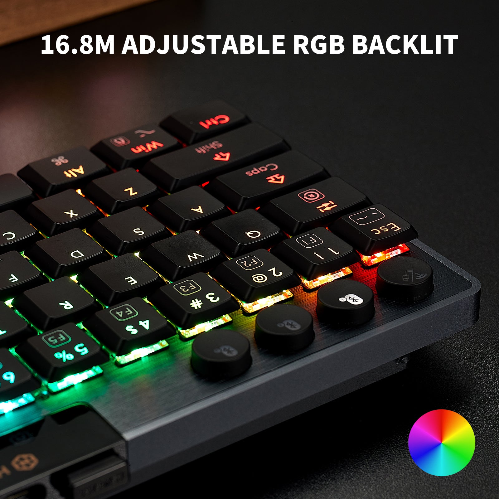 Hexgears Immersion A1 63 Keys Ultra-Slim Low-Profile Mechanical, 2.4G Wireless/Bluetooth/USB Wired Mechanical Keyboard with RGB Backlit Compatible