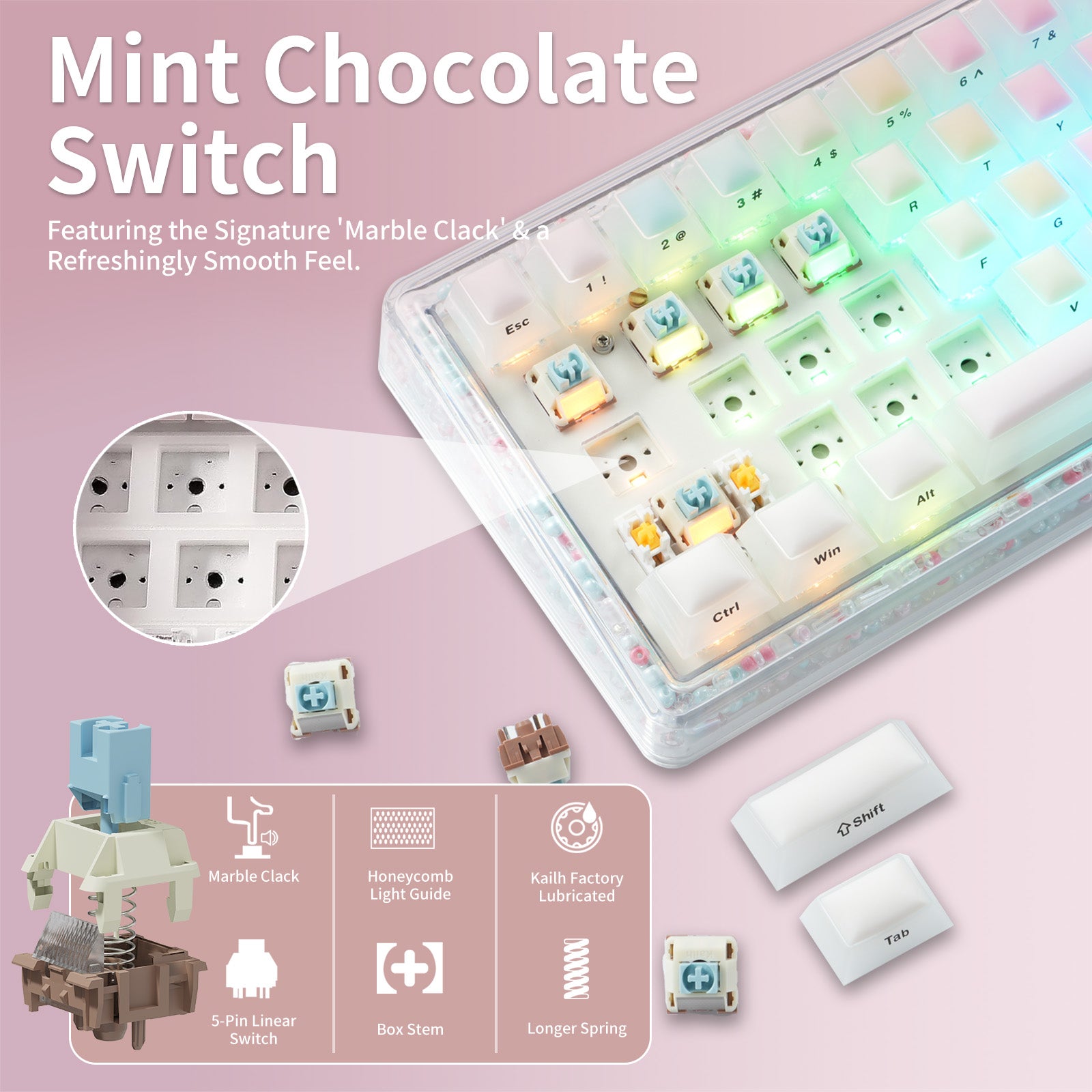 Hexgears X Einperr Base68 Mechanical Keyboard - RGB Backlit - 2.4GHz/USB-C/BT5.0 - DIY Your Own Casing at Home