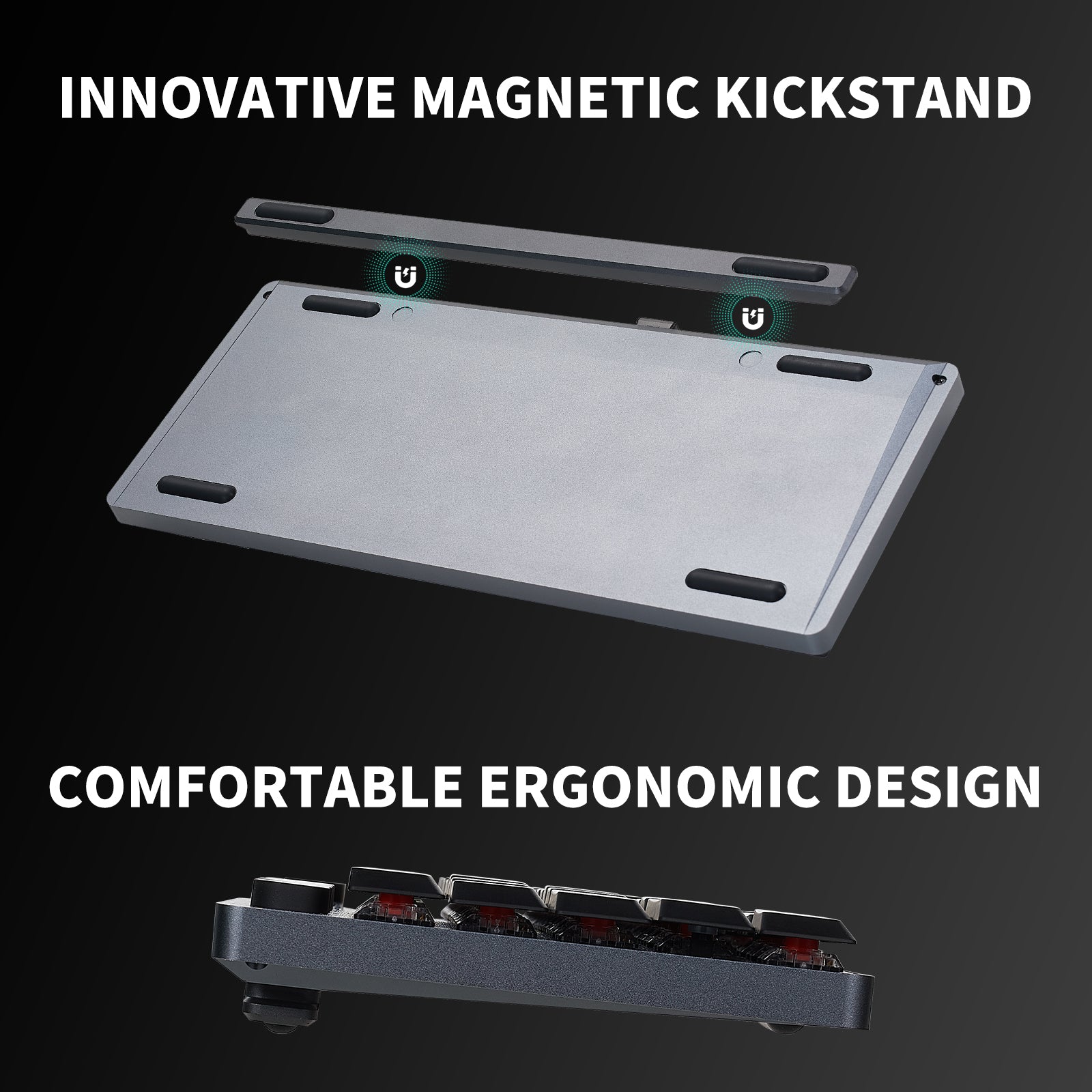 Hexgears Immersion A1 63 Keys Ultra-Slim Low-Profile Mechanical, 2.4G Wireless/Bluetooth/USB Wired Mechanical Keyboard with RGB Backlit Compatible