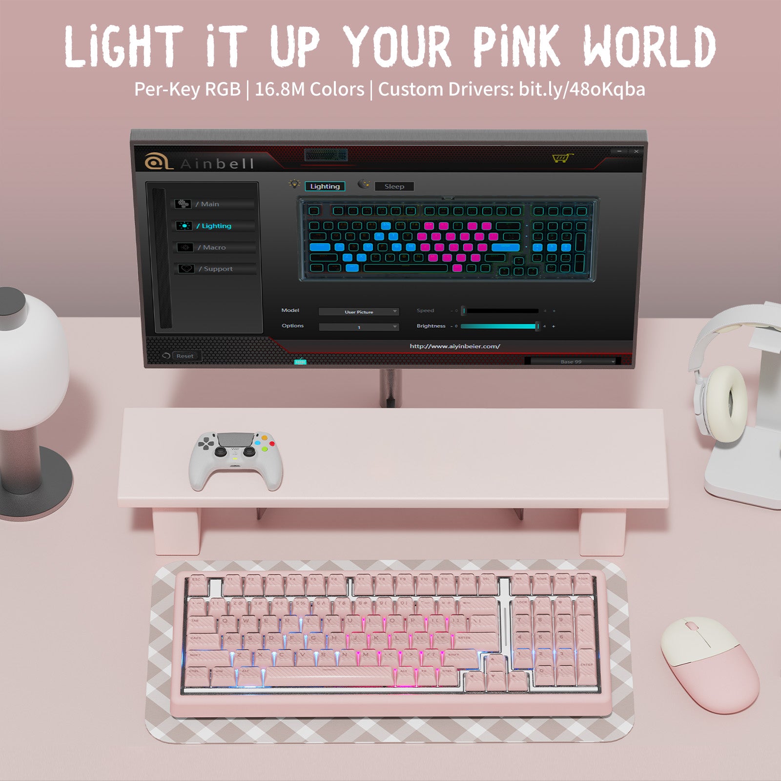 Hexgears X Einperr Base99 Mechanical Keyboard - 99-Key RGB Backlit Hot-Swappable - Elevate Your Setup (Millennial Pink)