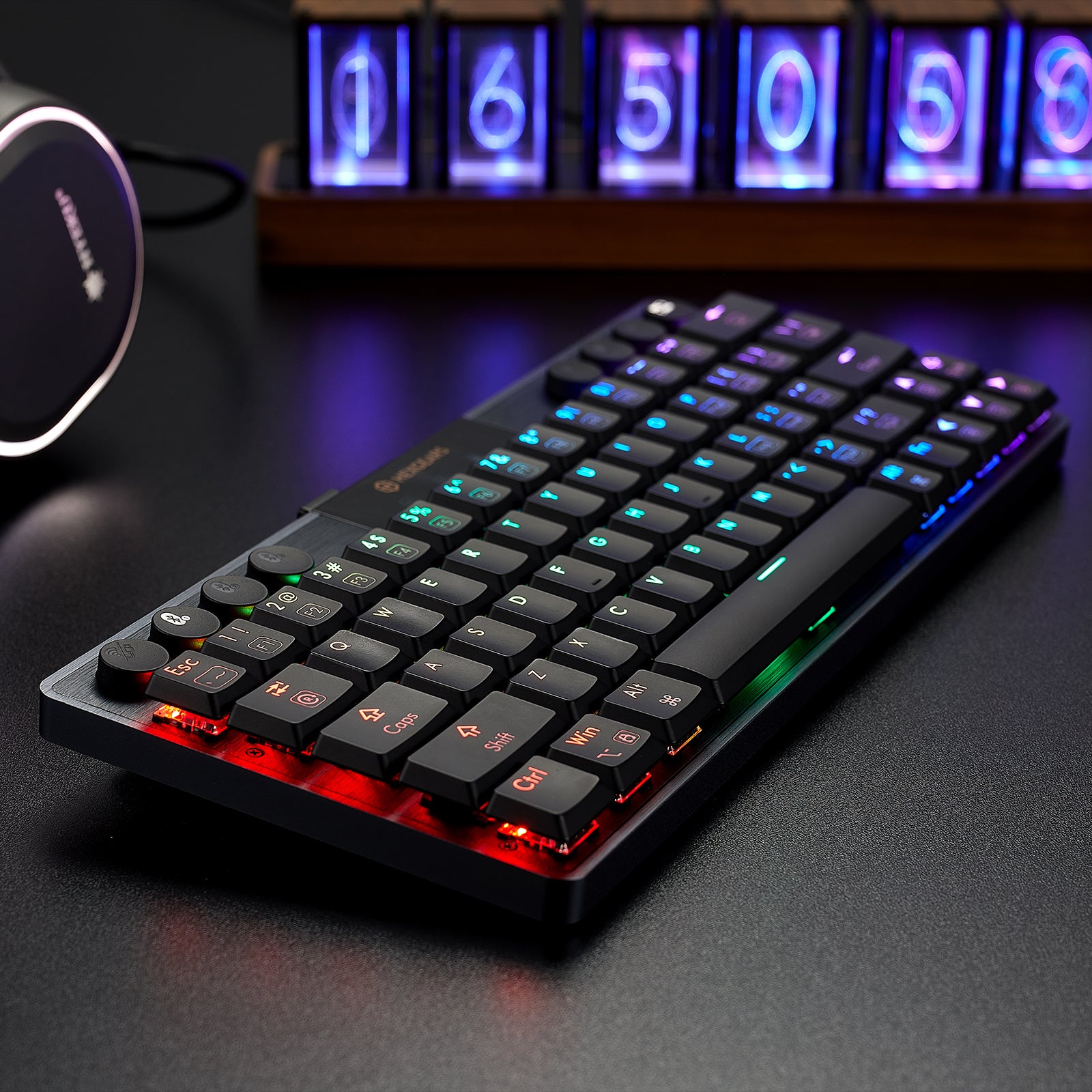Hexgears Immersion A1 63 Keys Ultra-Slim Low-Profile Mechanical, 2.4G Wireless/Bluetooth/USB Wired Mechanical Keyboard with RGB Backlit Compatible