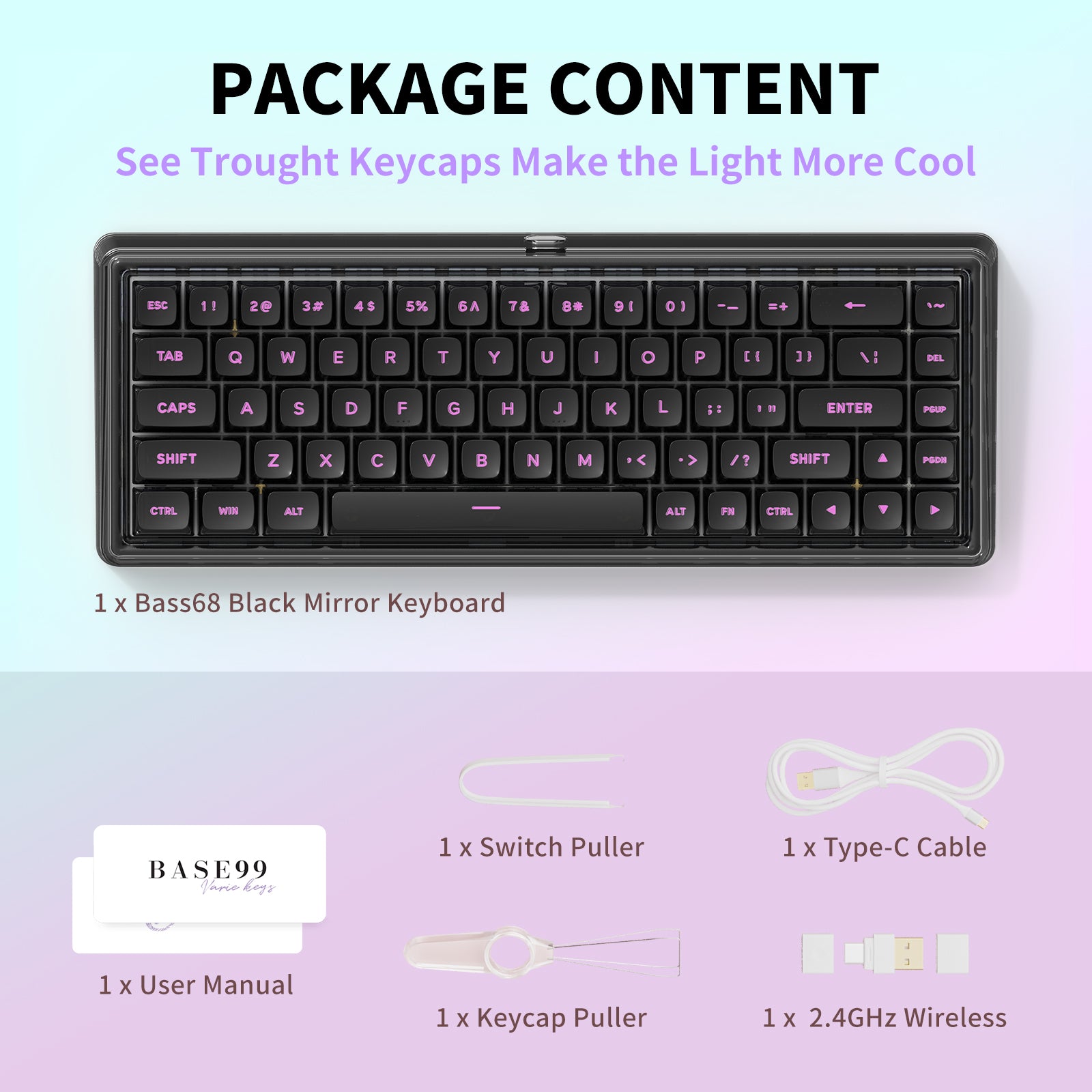 Hexgears X Einperr Base68 Mechanical Keyboard - RGB Backlit - 2.4GHz/USB-C/BT5.0 - DIY Your Own Casing at Home