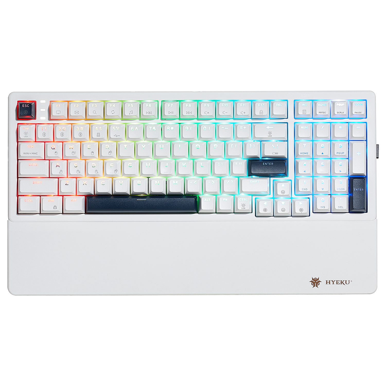 WarpSpeed E4 Pro Wireless Mechanical Gaming Keyboard, 99-Key, PBT, RGB-White Color-1