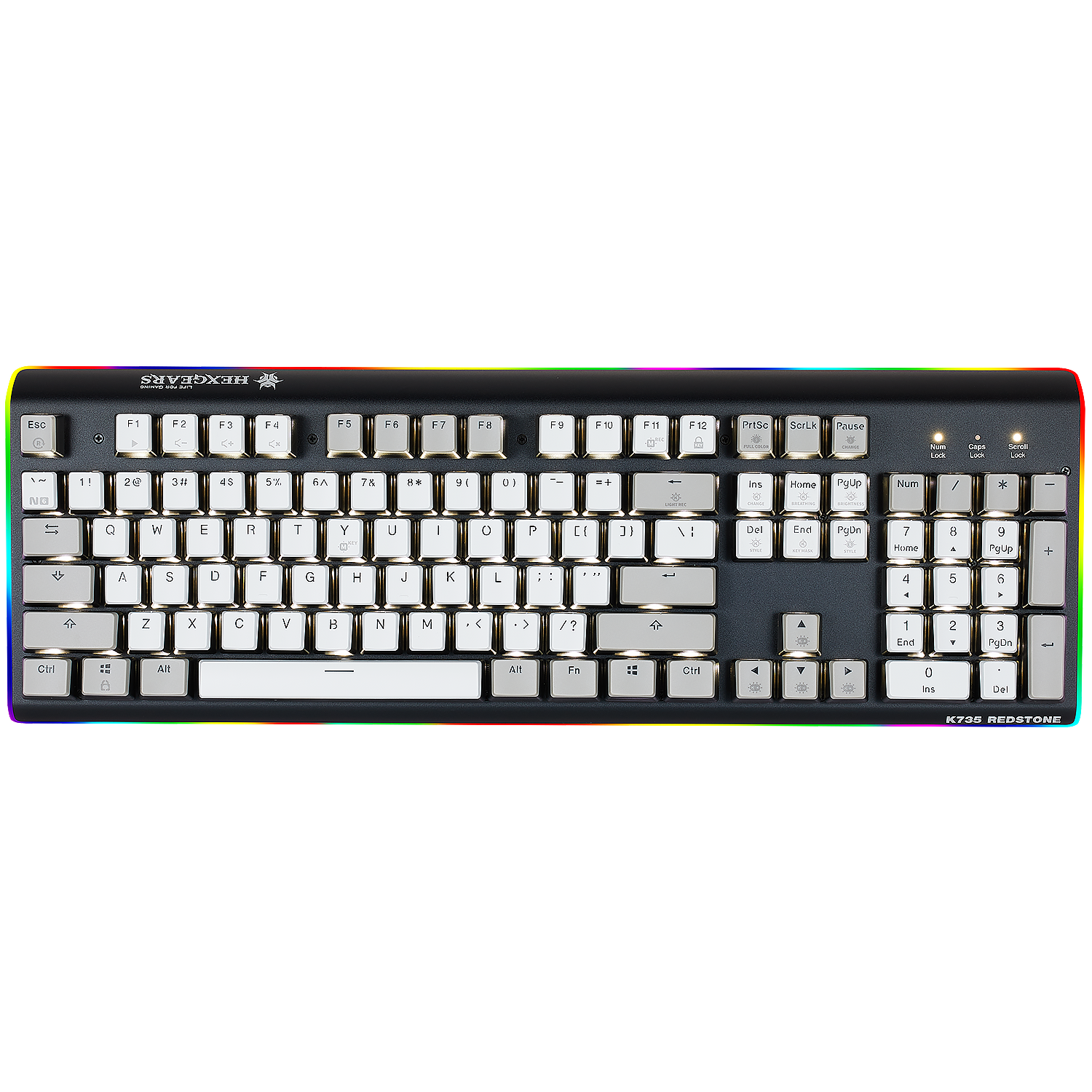 DeathStrike GK735 Redstone Wired Mechanical Gaming Keyboard, BOX Switches, PBT-White and gray color