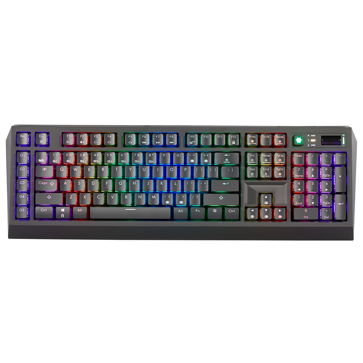 DeathStrike GK760 Kabelgebundene mechanische Gaming-Tastatur, 110 Tasten, 5 G-Tasten, RGB, durchscheinende ABS-Tastenkappen