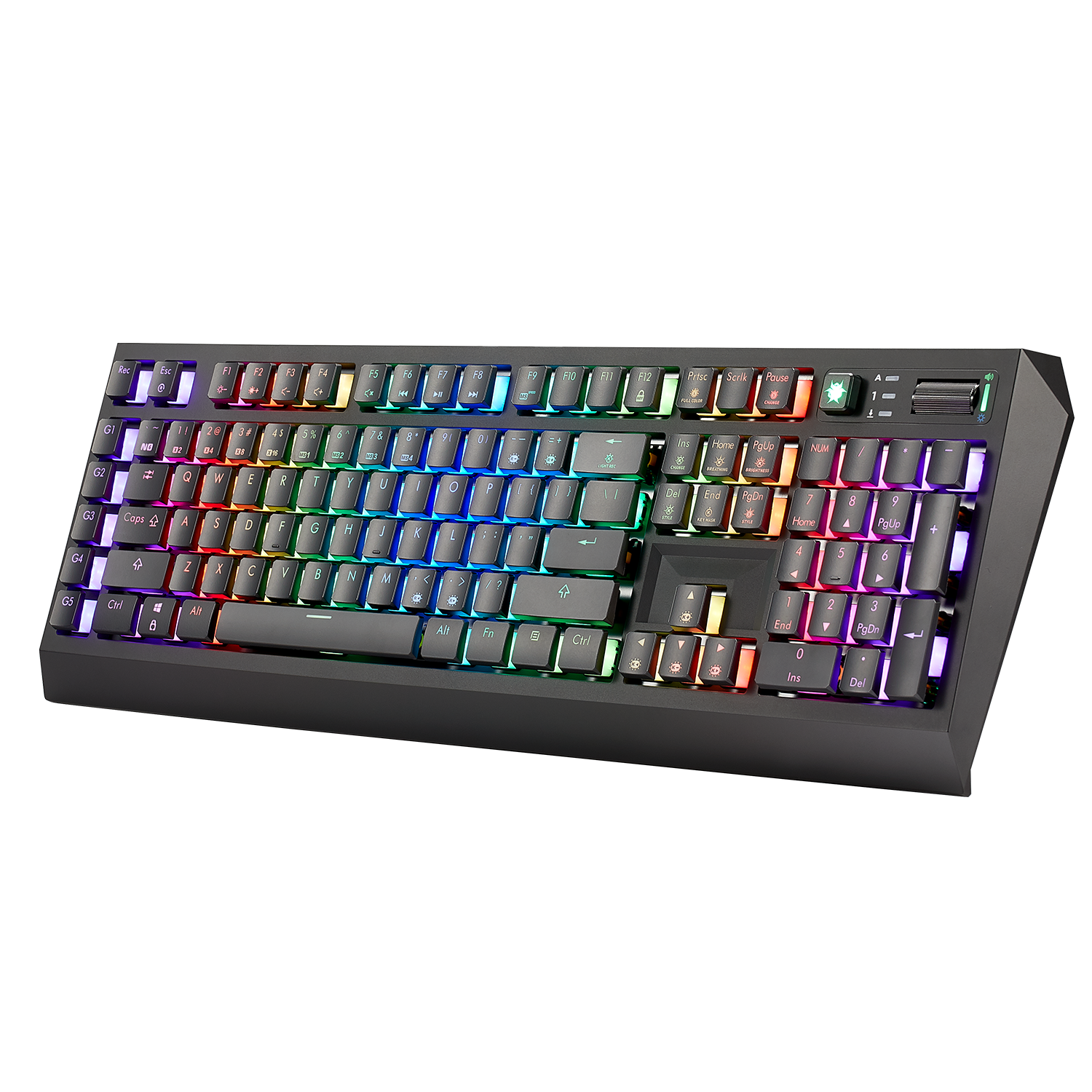 DeathStrike GK760 Kabelgebundene mechanische Gaming-Tastatur, 110 Tasten, 5 G-Tasten, RGB, durchscheinende ABS-Tastenkappen