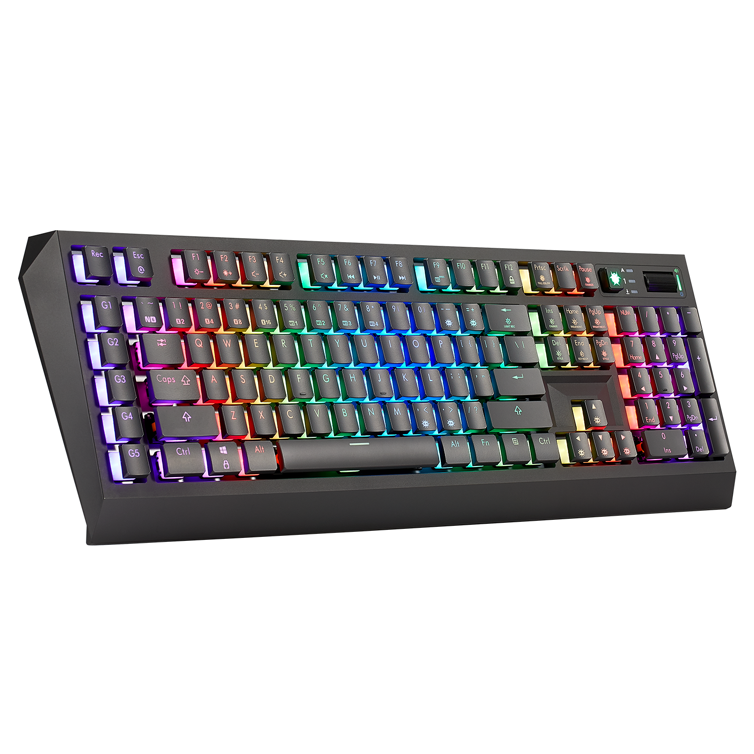 DeathStrike GK760 Kabelgebundene mechanische Gaming-Tastatur, 110 Tasten, 5 G-Tasten, RGB, durchscheinende ABS-Tastenkappen