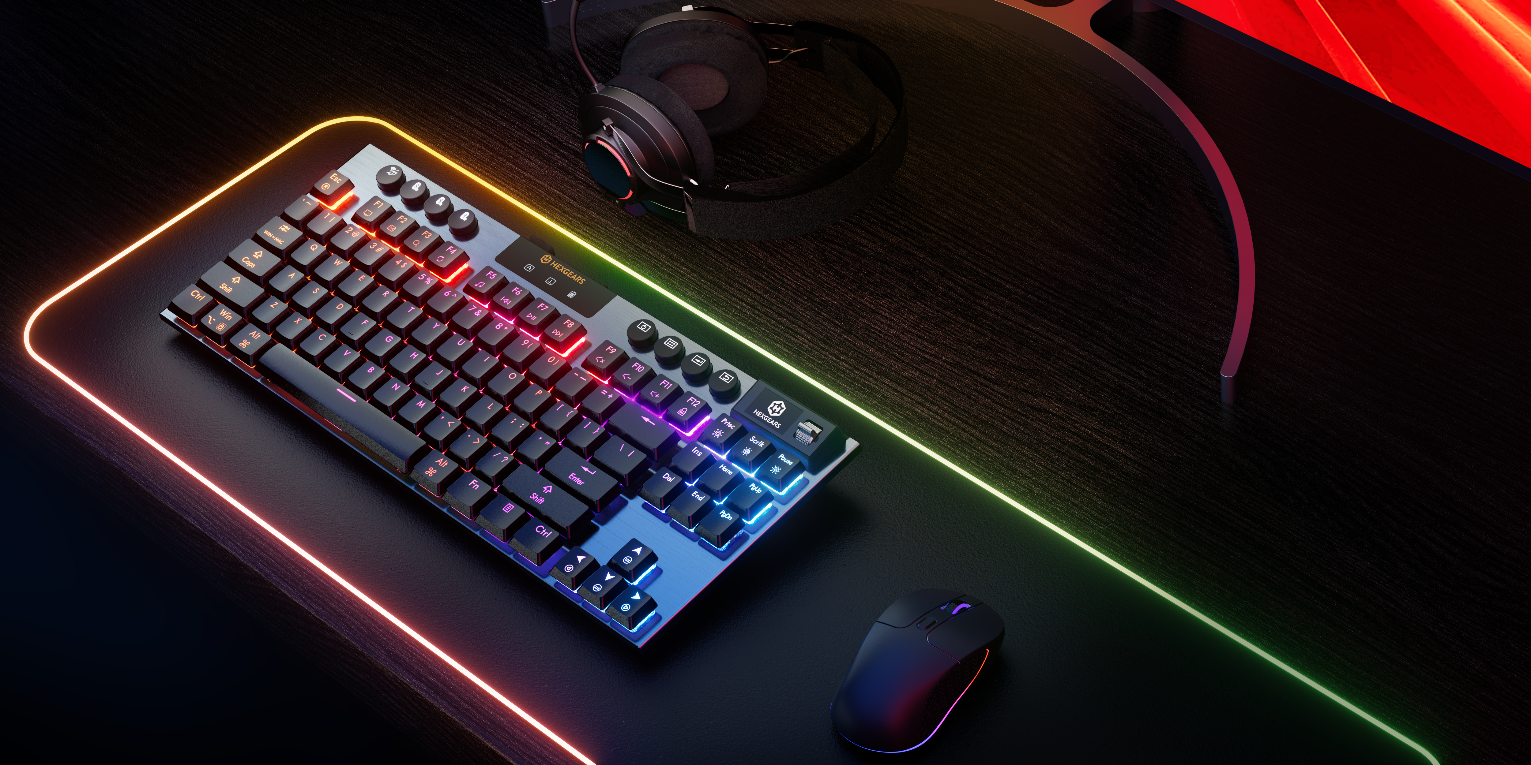 Hexgears A3 Keyboard High RGB Light On Desk